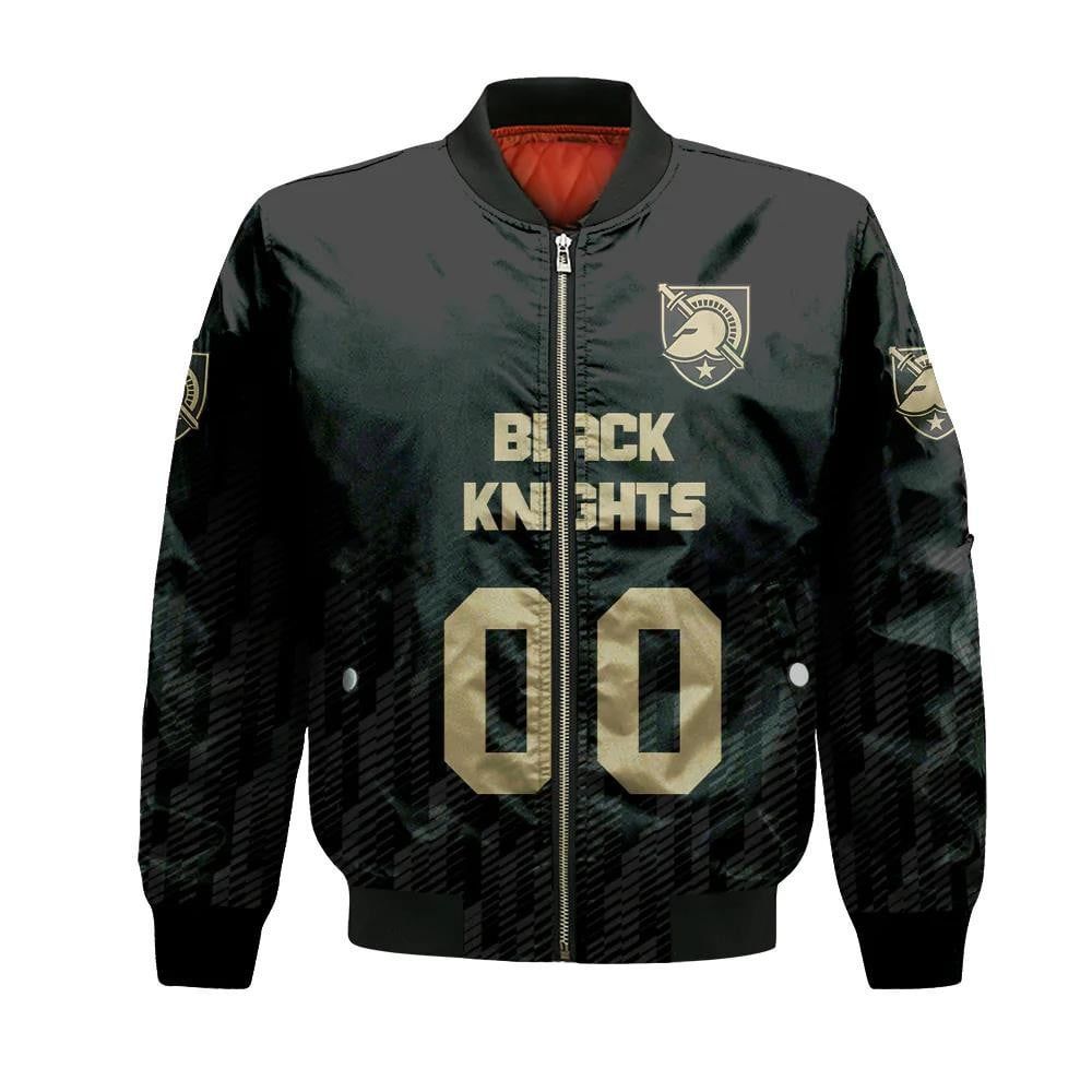 Army Black Knights Bomber Jacket Printed Team Logo Custom Text And Number