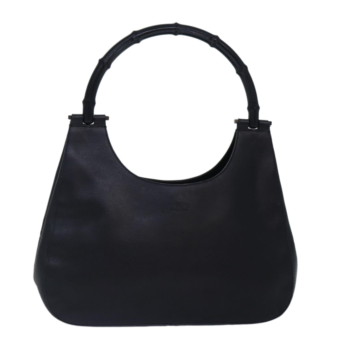 GUCCI Bamboo Shoulder Bag Leather Black Silver 001 3739 3444 Auth hk1629