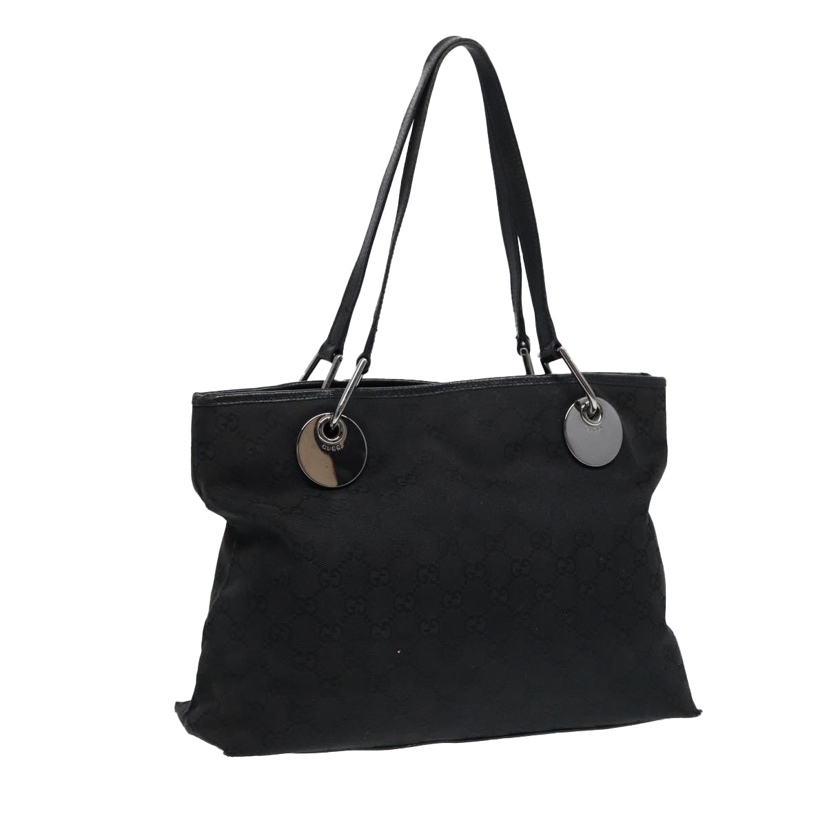 GUCCI GG Canvas Tote Bag Black Silver 120837 Auth ep5509