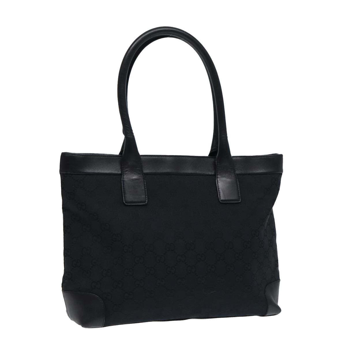 GUCCI Tote Bag GG Canvas Black Silver 002 1119 Auth 88532