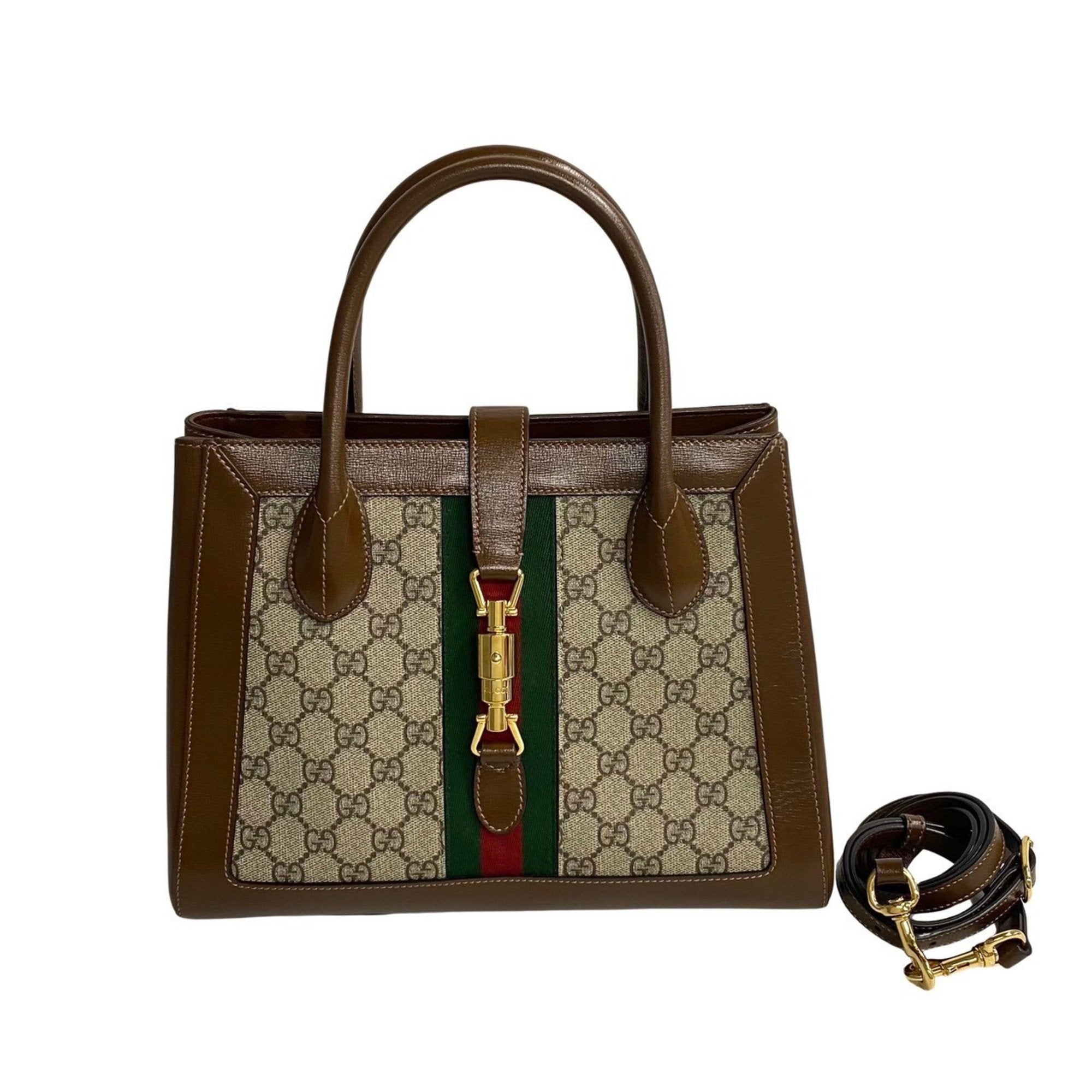 Gucci Jackie 1961 Small Webbingtrimmed Coatedcanvas And Leather Shoulder Bag Women Beige Shoulder Bags
