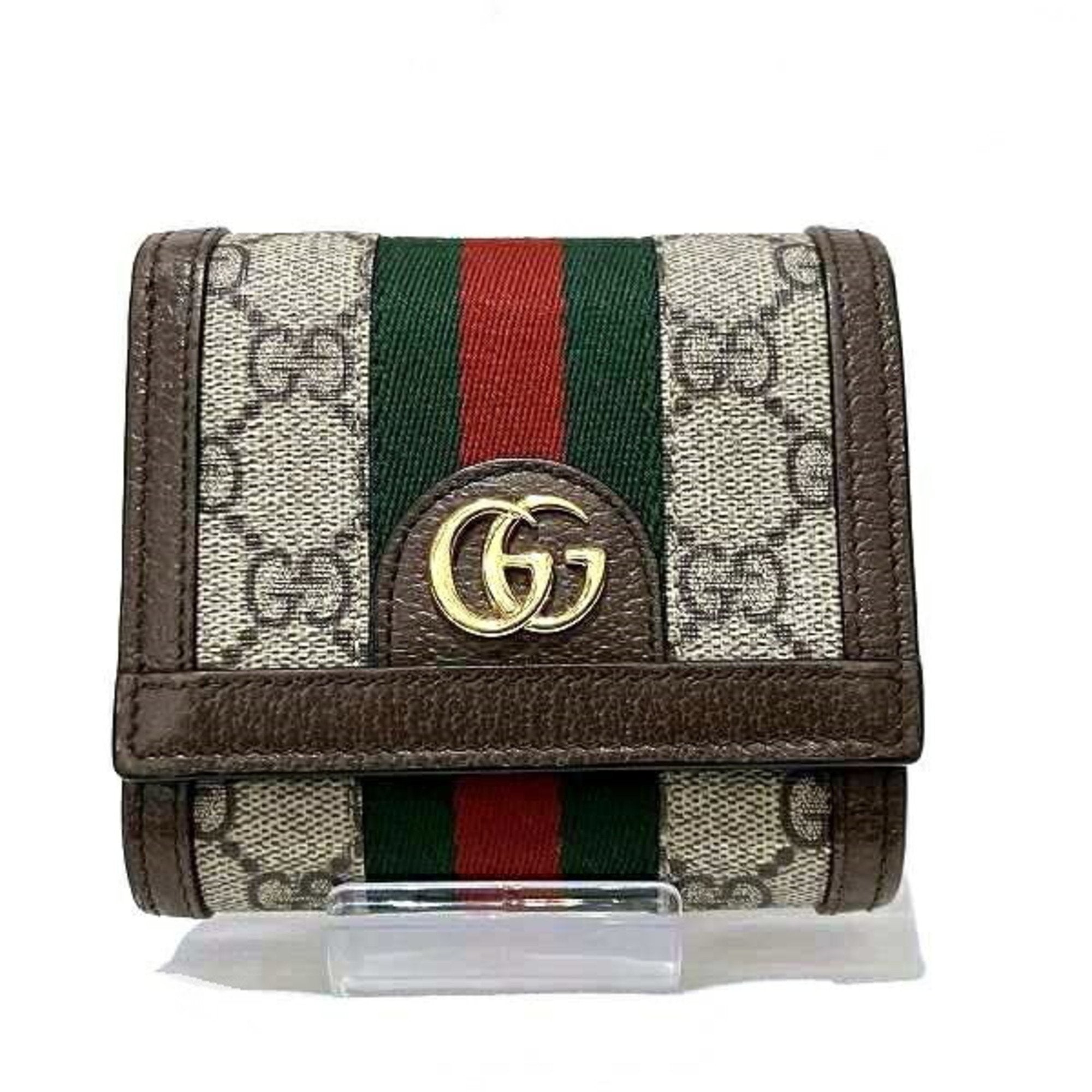 GUCCI GG Supreme Wallet, GUCCI Ophidia Card Case Wallet, Brown, GG Canvas