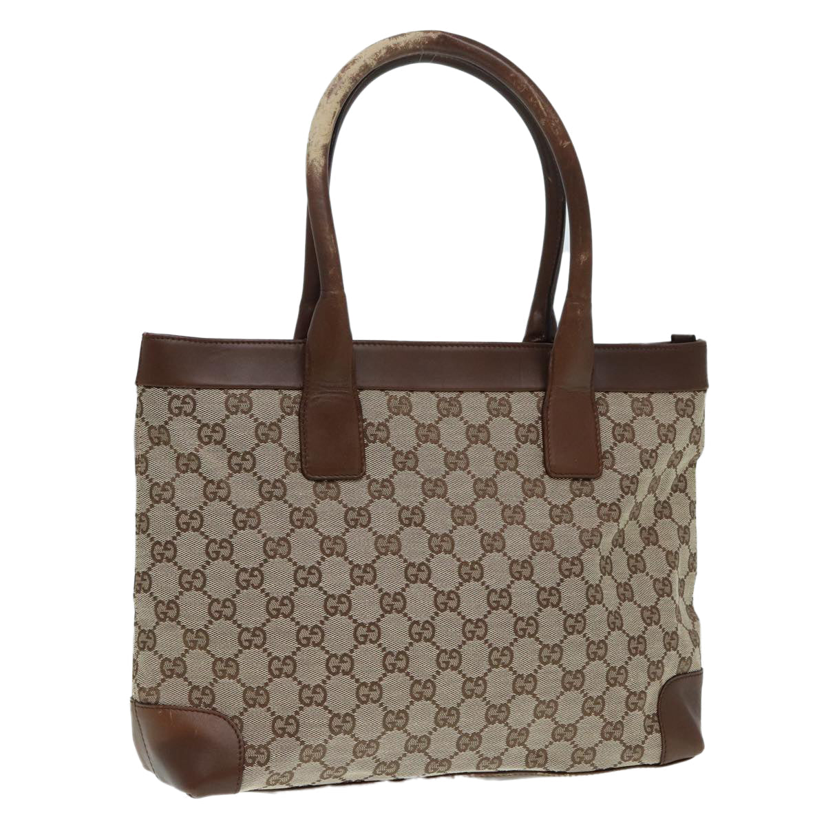 GUCCI GG Canvas Tote Bag Beige Gold 33890 Auth 88576