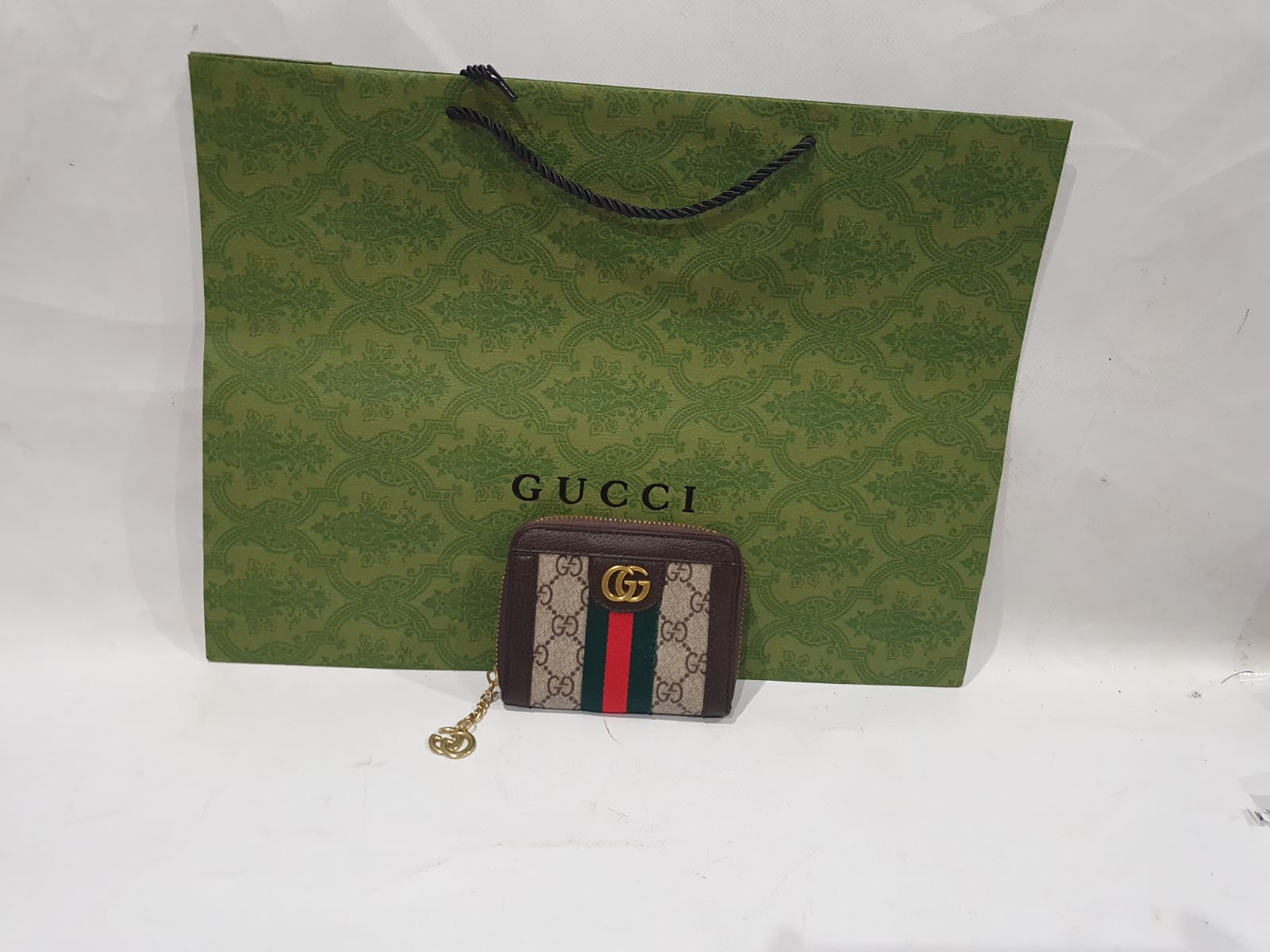 Gucci Wallet, GUCCI Ophidia Zip Around Wallet, Brown, GG Canvas