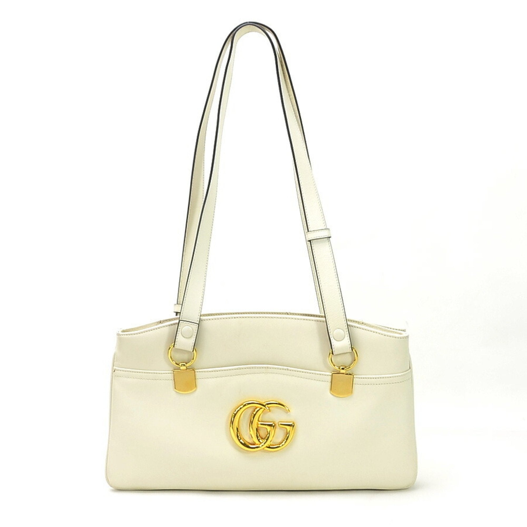 Gucci Handbag Shoulder Bag GG Marmont Ally Large Top Handle White Calf Leather Ladies 550130