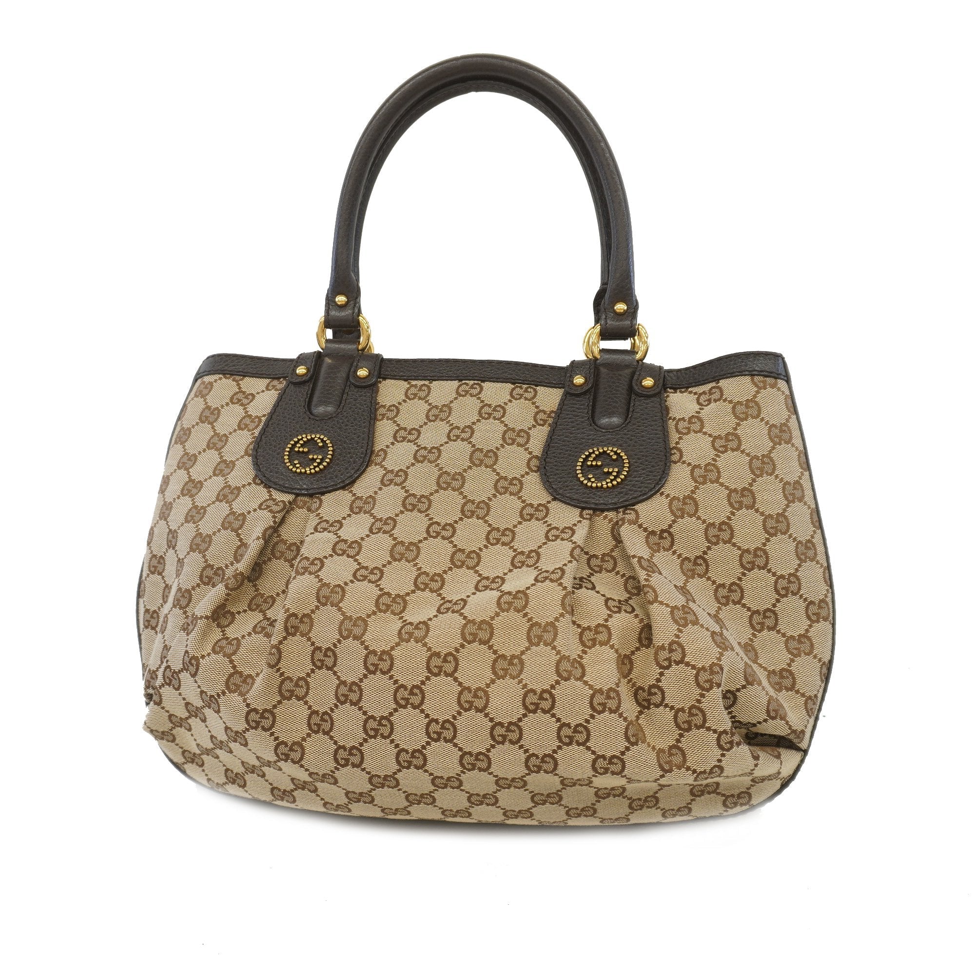 Gucci Tote Bag GG Canvas 353689 BeigeBrown Gold metal
