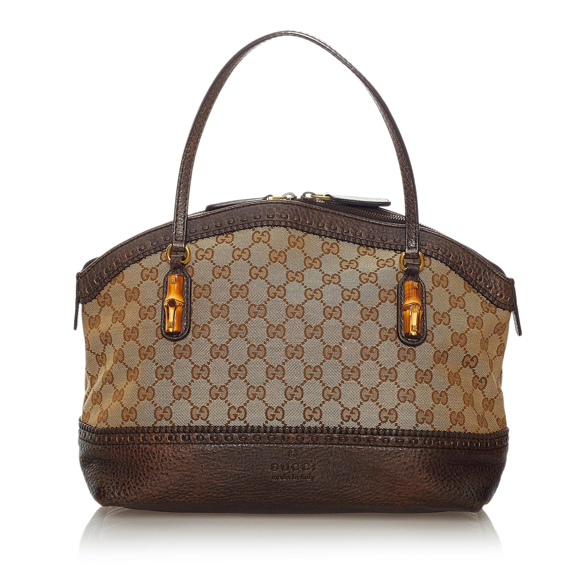 Gucci Bamboo GG Canvas Crafty Handbag