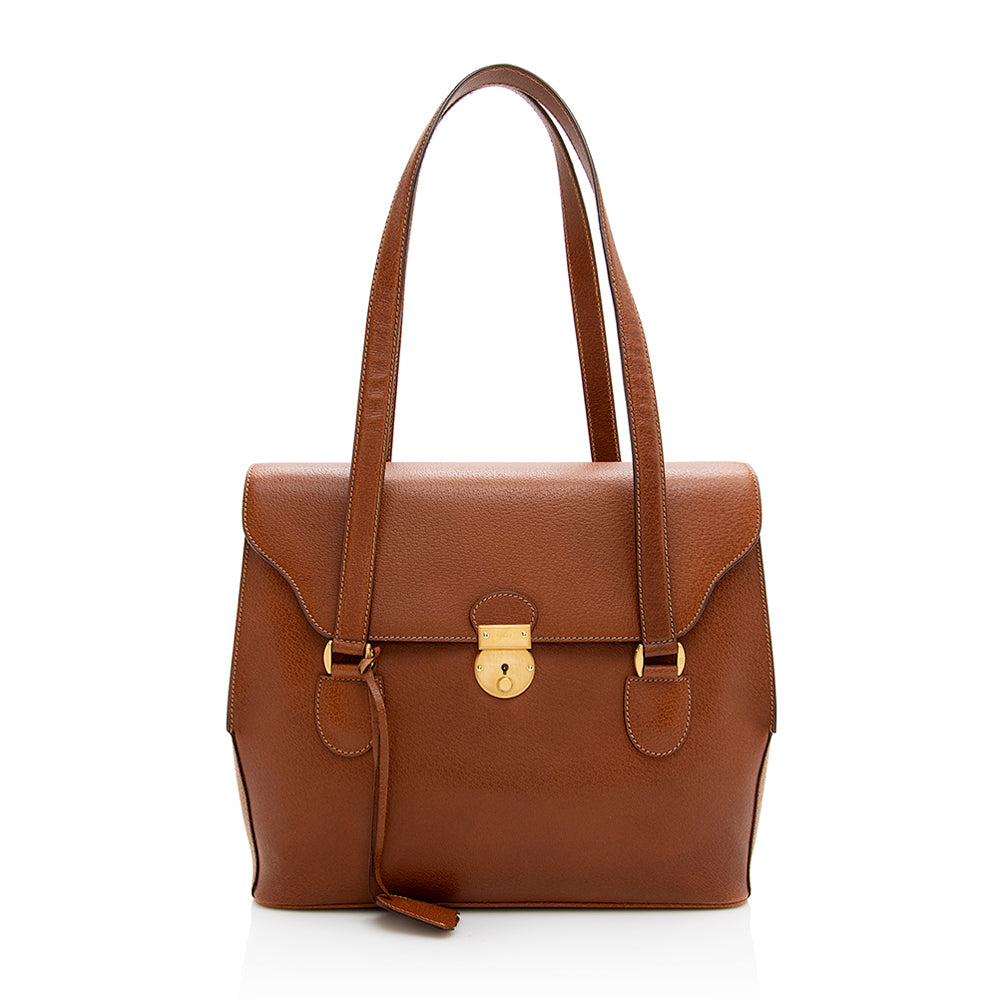 Gucci Vintage Leather Push Lock Satchel FINAL SALE