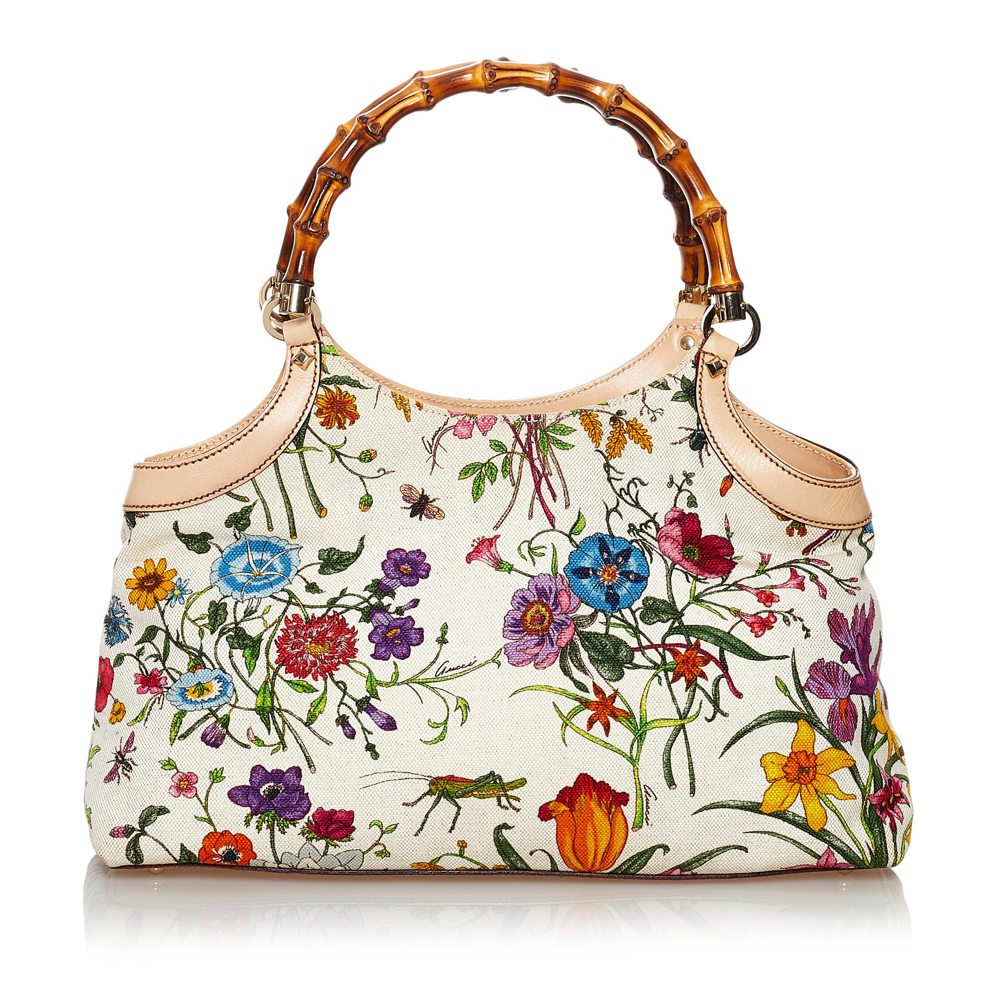 Gucci Bamboo Flora Canvas Handbag