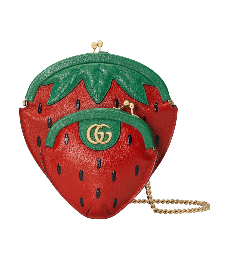 Gucci Gucci StrawberryShaped Bag Mini RedGreen in Leather