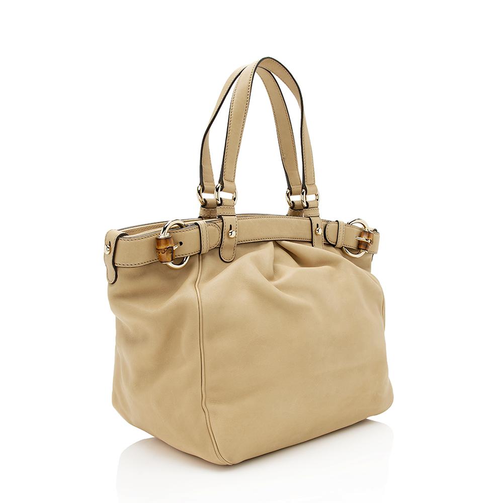 Gucci Leather Belted Bamboo Tote SHF12820
