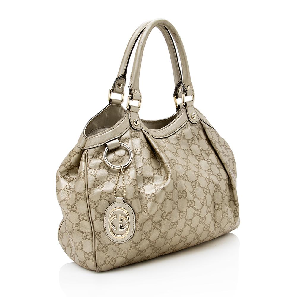 Gucci Metallic Guccissima Leather Sukey Medium Tote SHF13556