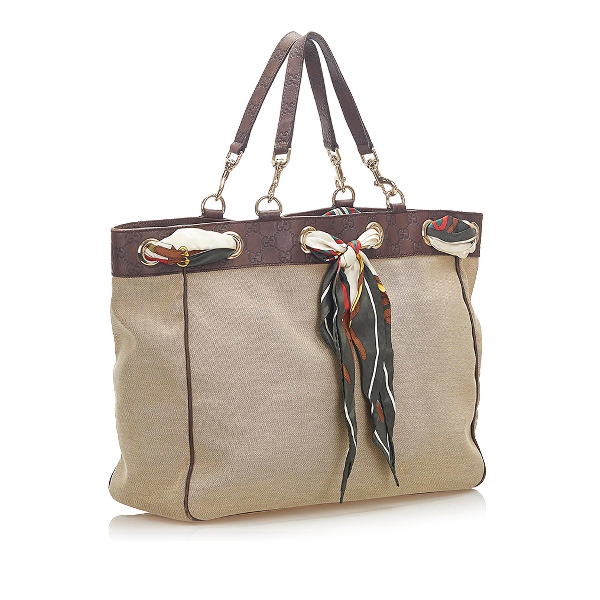 Gucci Positano Scarf Canvas Tote Bag SHG18542