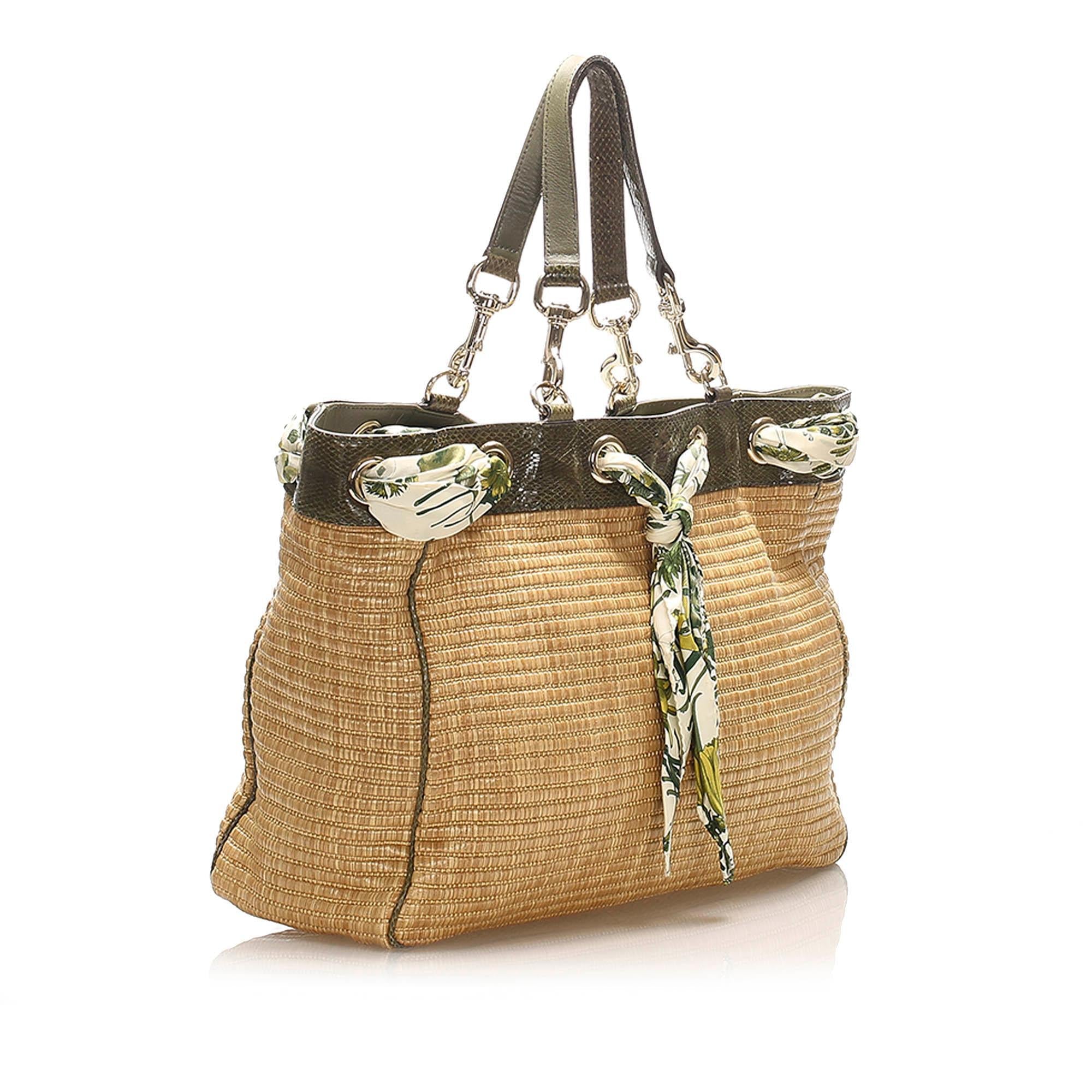 Gucci Positano Scarf Raffia Tote Bag SHG15370