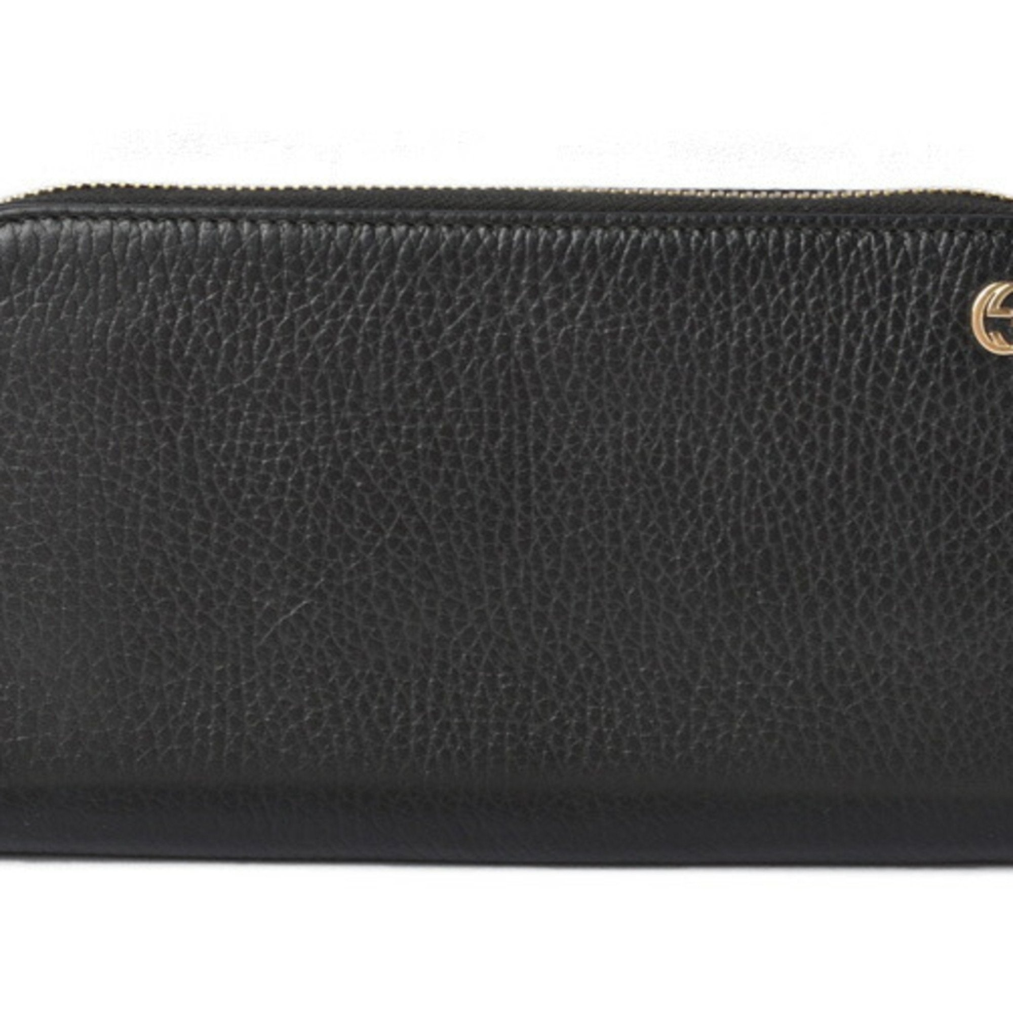 Gucci Wallet GUCCI Long Petit Marmont Leather Black Round 509644