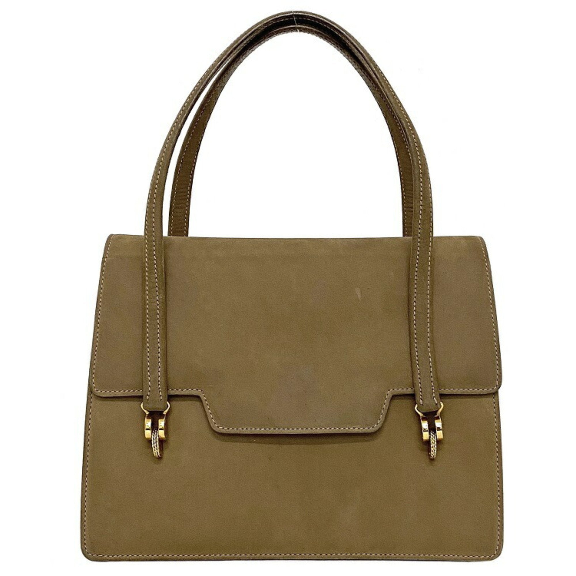 Gucci Handbag Beige Gold Histeria Suede GUCCI Flap Mini Bag Ladies