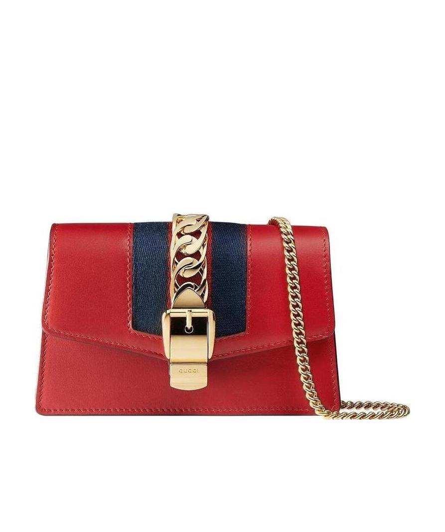 Gucci Sylvie Leather Super Mini Bag Red Mini Bags, Handbag