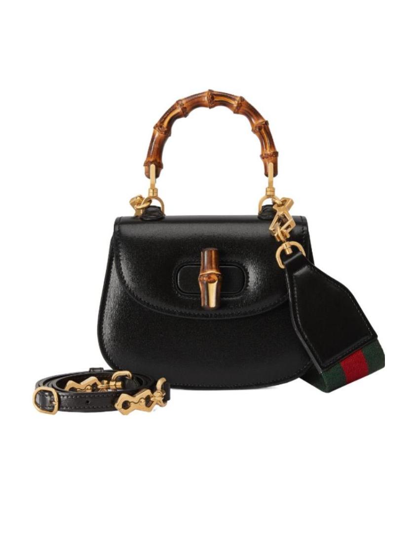 Gucci Bamboo 1947 mini bag in black leather, Gucci leather bag