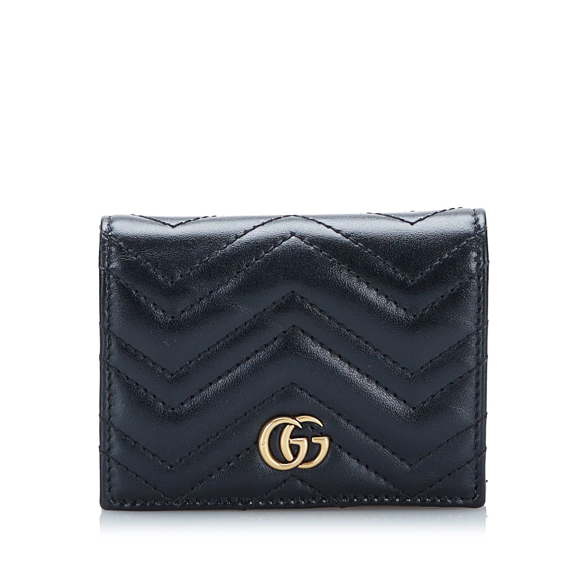 Gucci GG Marmont Matelasse Compact Wallet Small Wallets Women blackTopHandle Bags