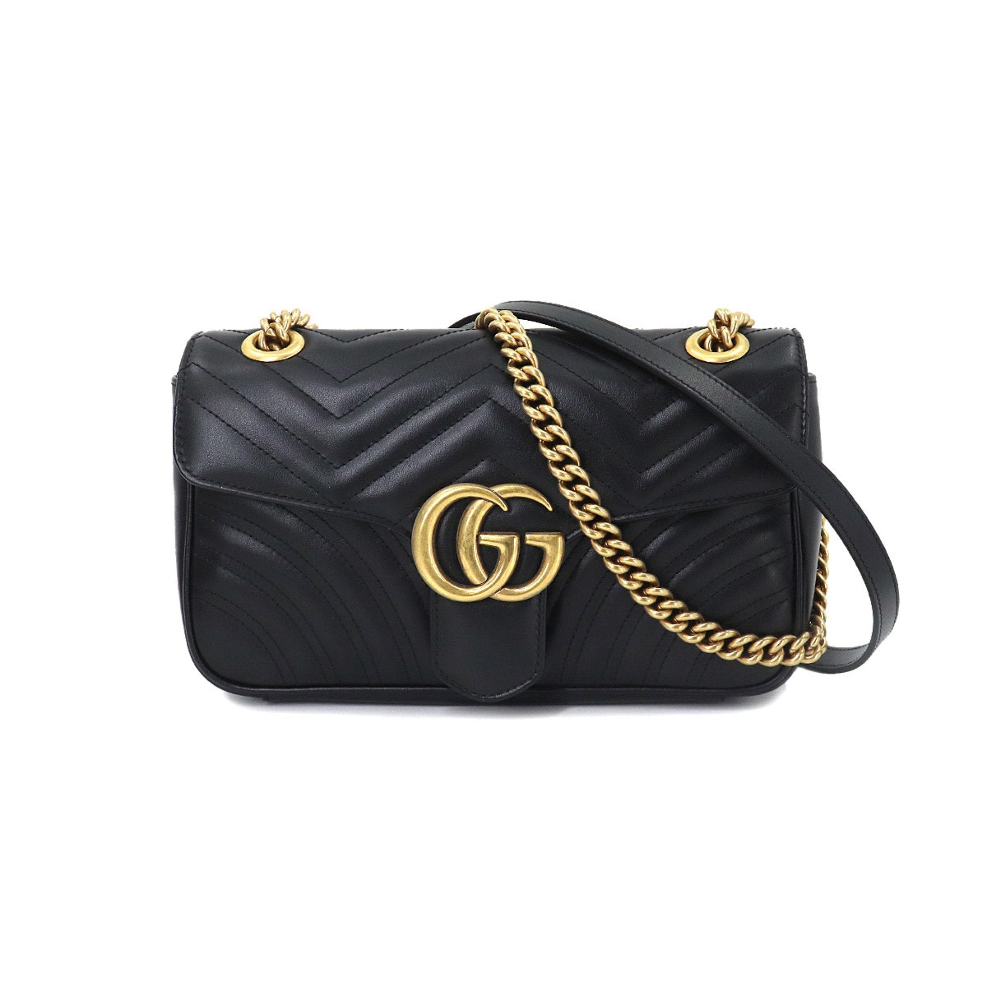 Gucci Gg Marmont Quilted Leather Shoulder Bag Women Black Crossbody Bags