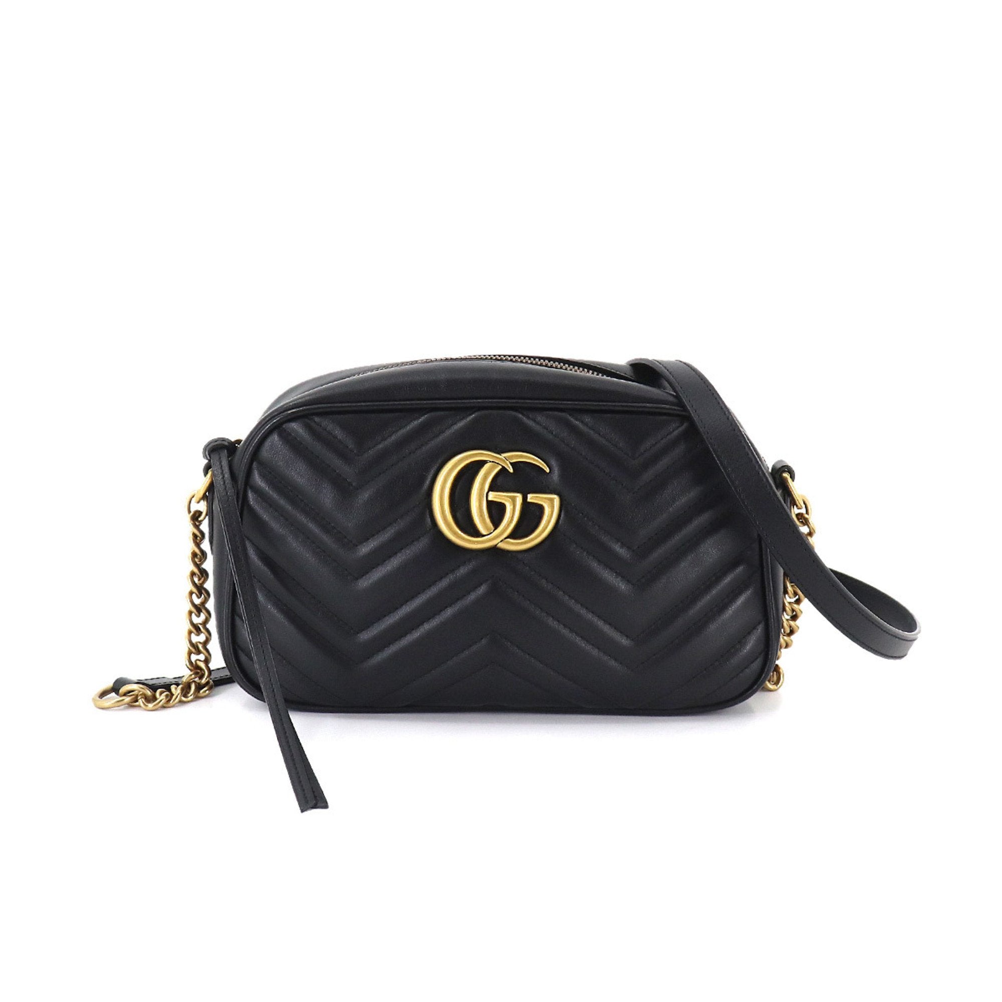 Gucci Gg Marmont Quilted Leather Shoulder Bag Women Black Crossbody Bags