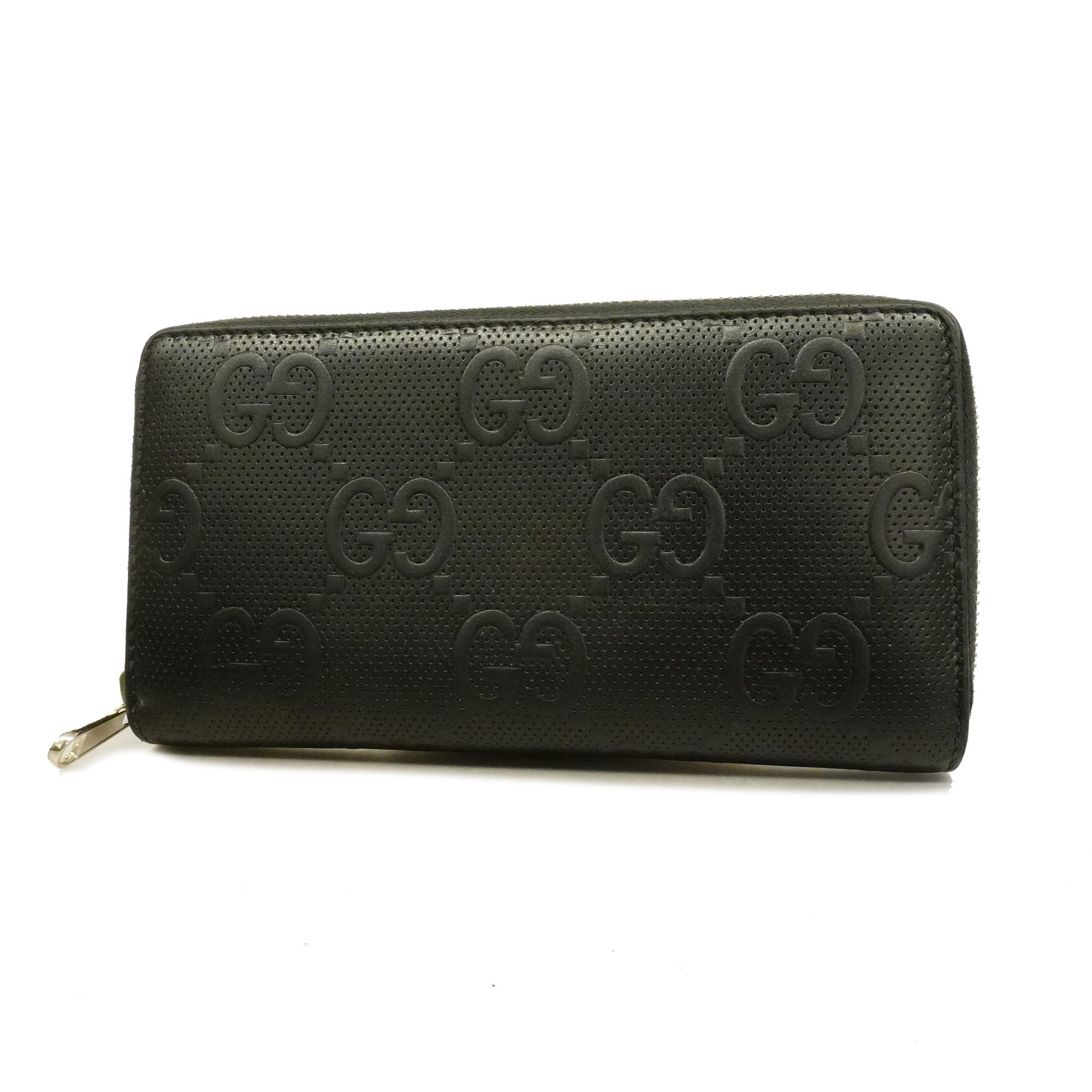 Gucci Bifold Long Wallet GG Embossed 625558 Leather Black
