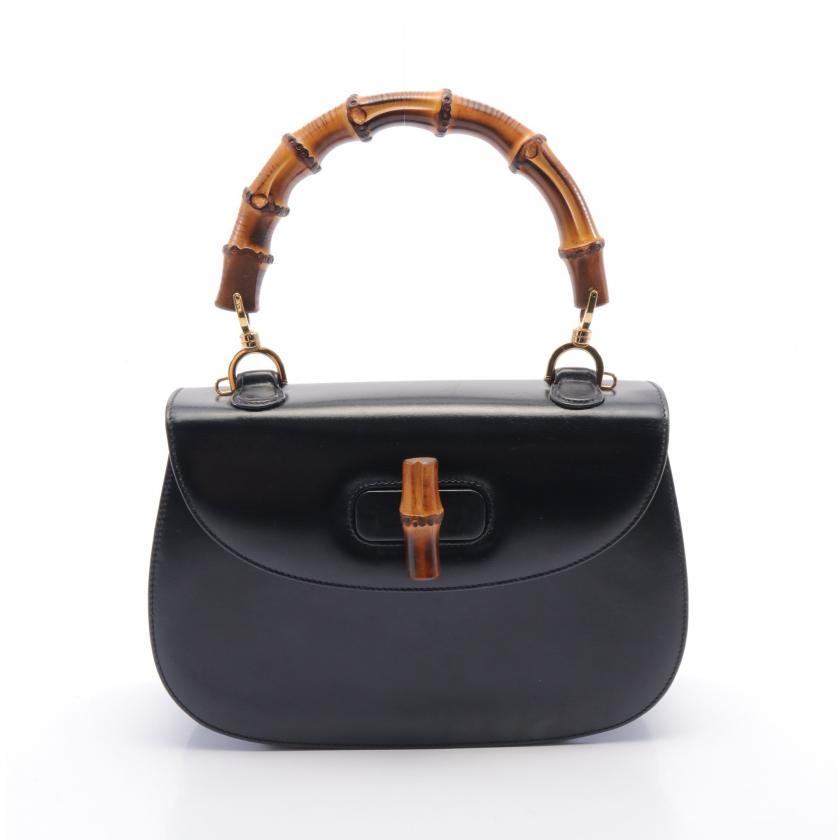 Gucci Bamboo Handbag Leather Black