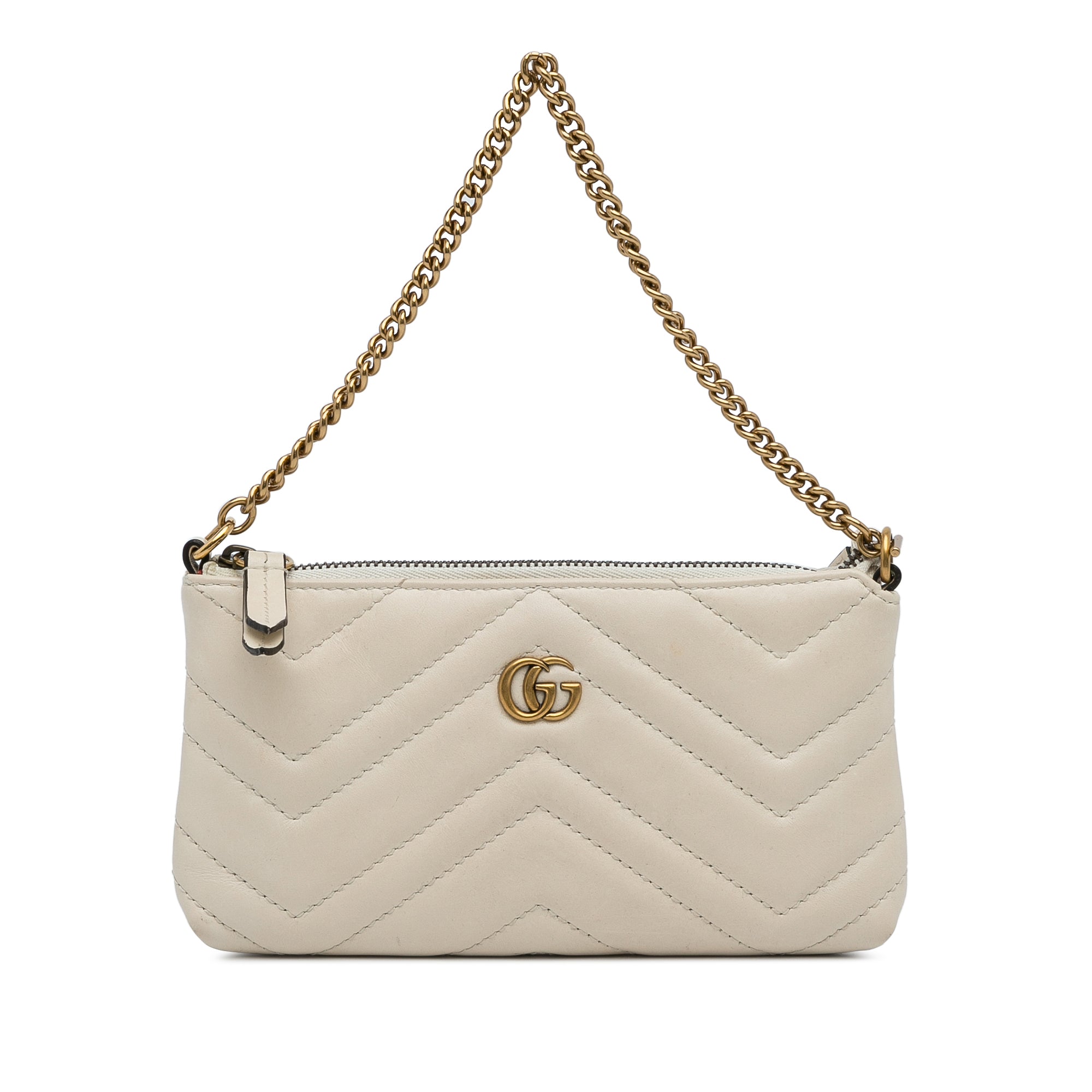Gucci GG Marmont Chain Baguette Mini White