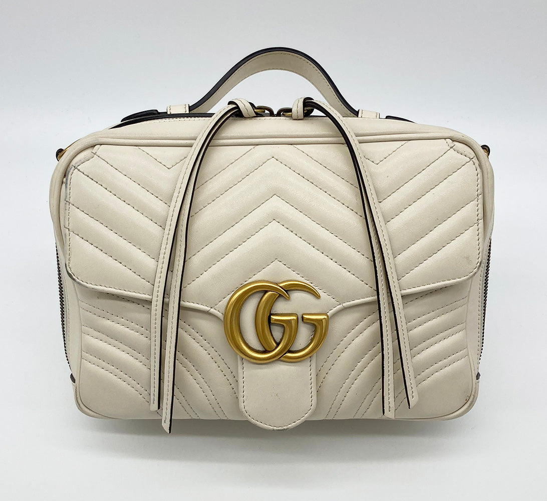 Gucci GG Marmont Matelasse Top Handle Flap Bag Women whiteTopHandle Bags