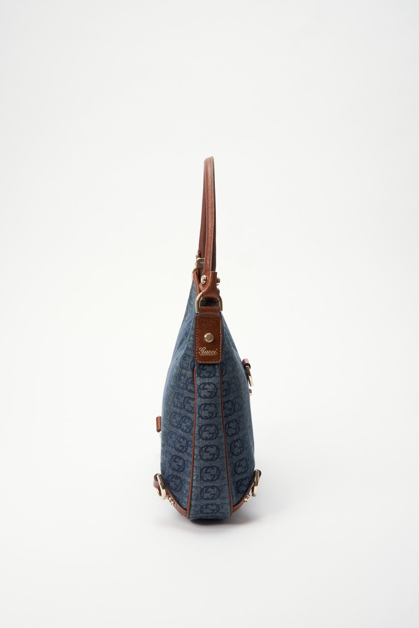 Gucci Blue GG Denim Abbey DRing Shoulder Bag