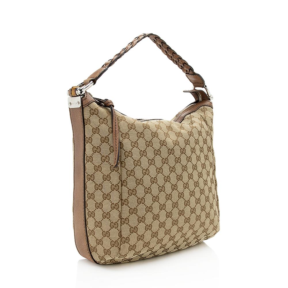 Gucci GG Canvas Bamboo Bar Medium Tote SHF12711