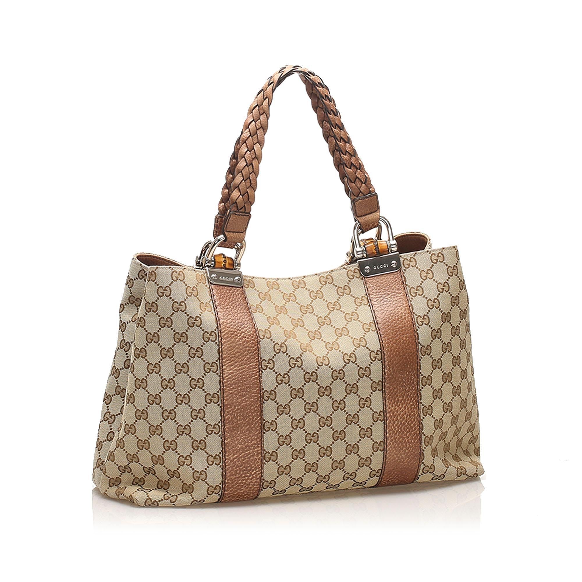 Gucci GG Canvas Bamboo Libeccio Tote Bag SHG11503