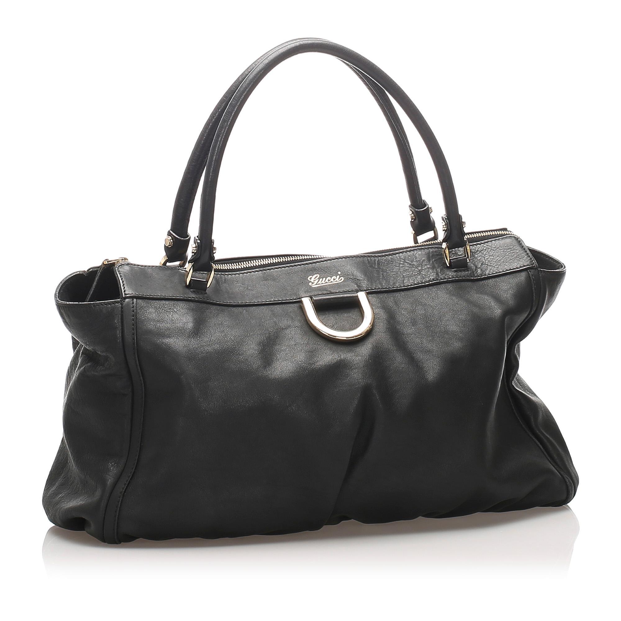 Gucci Abbey Dring Leather Tote Bag SHG10724