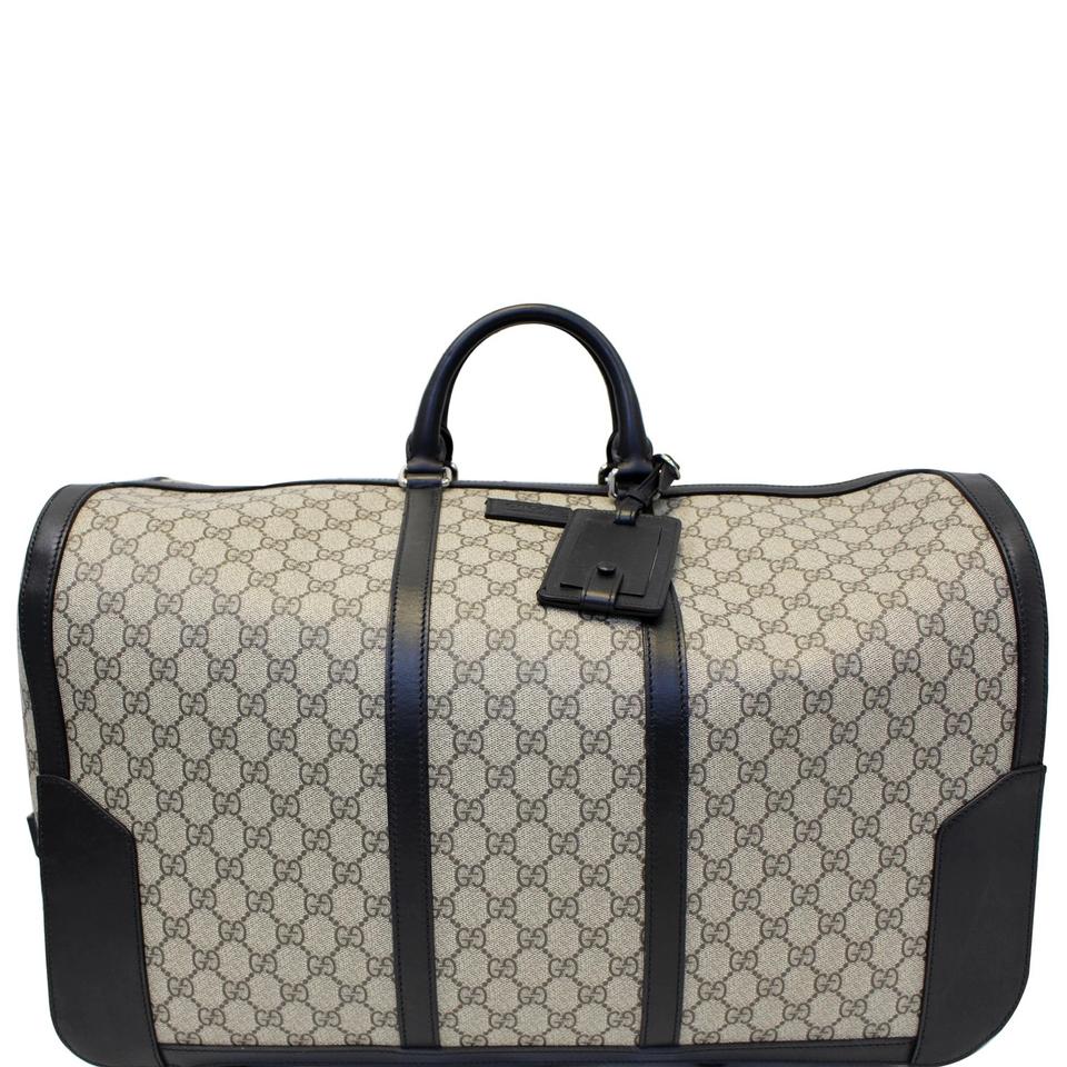 Gucci Bamboo Tassel Tote Duffle Carryon 406382 Beige Gg Supreme Canvas WeekendTravel Bag