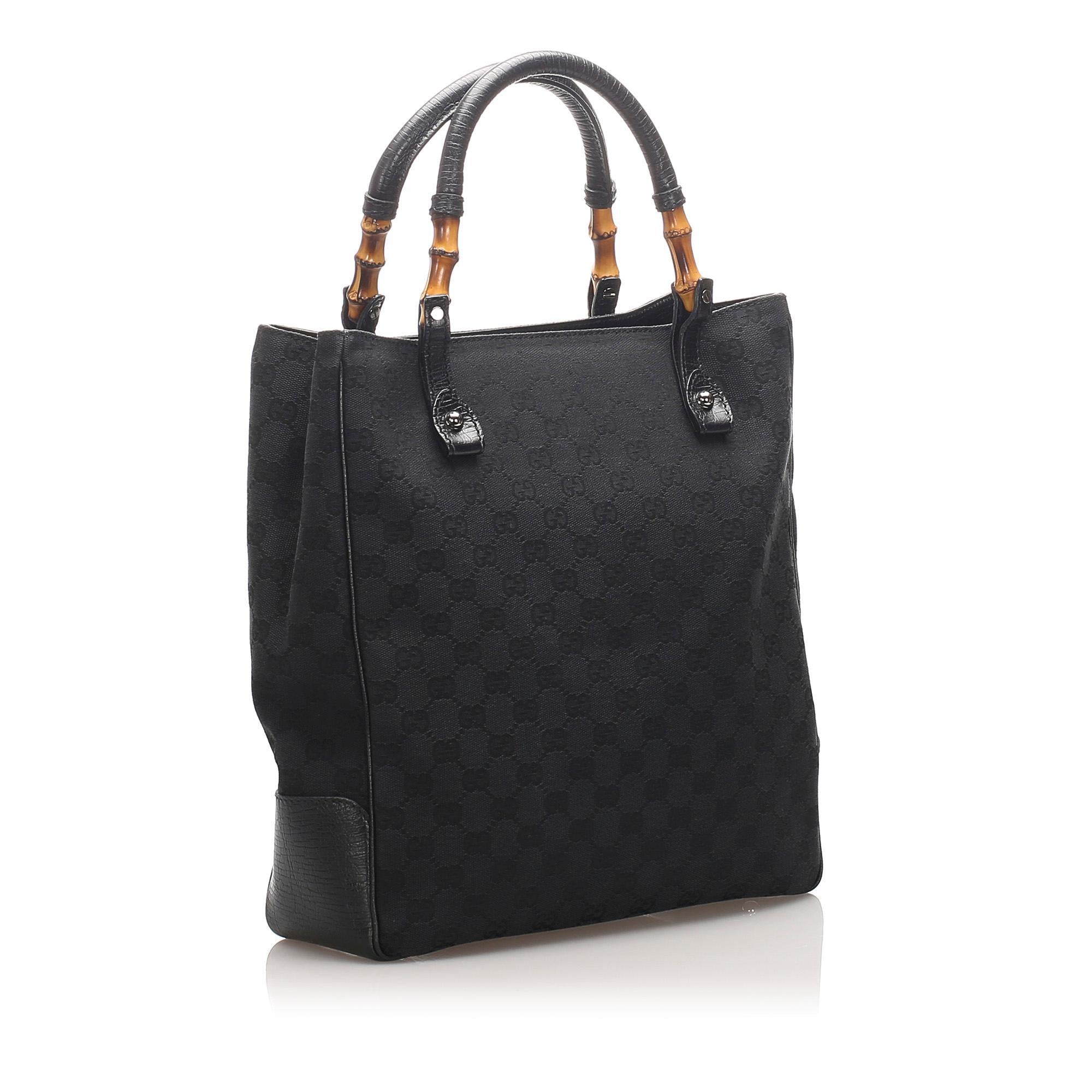 Gucci GG Canvas Bamboo Tote SHG13780