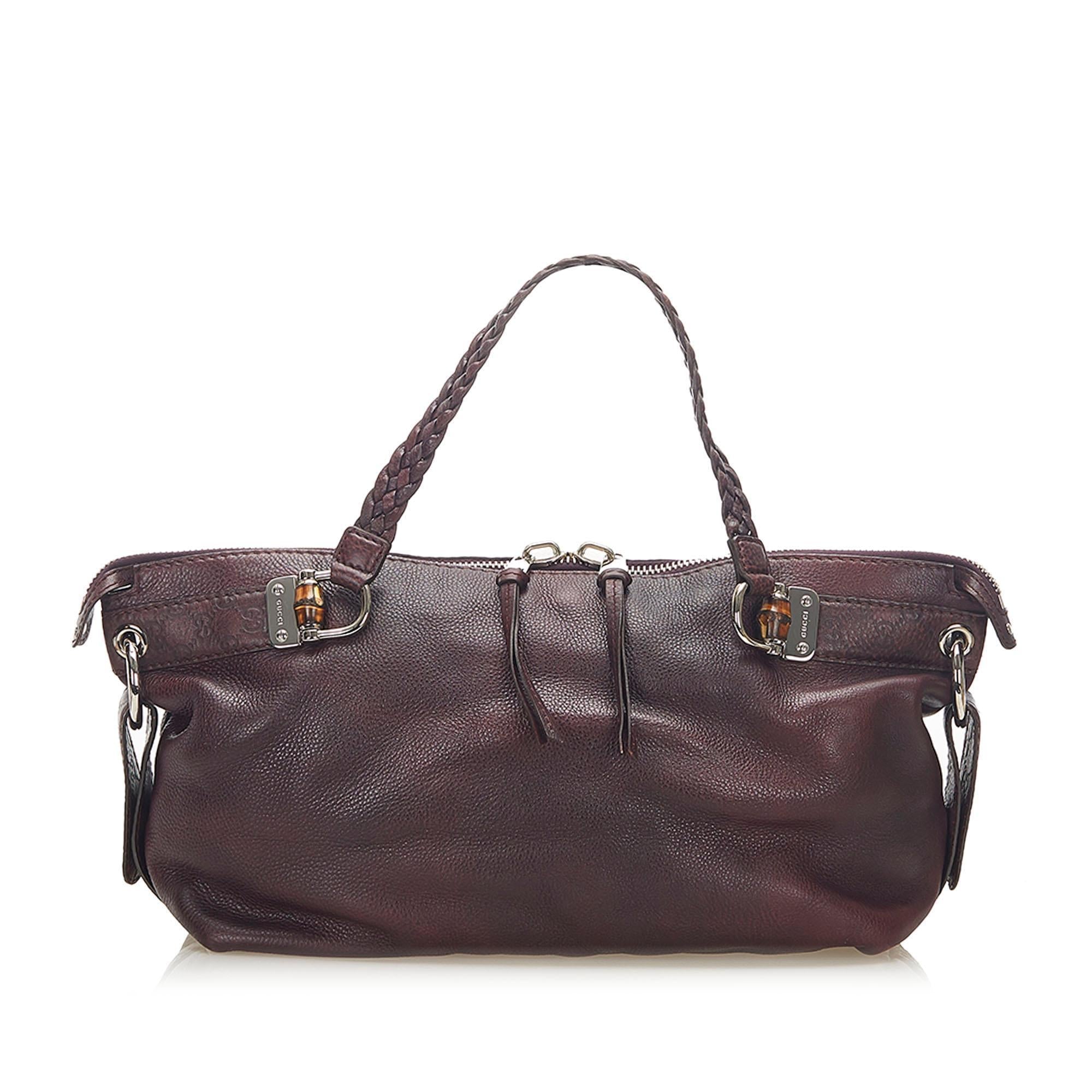 Gucci Bamboo Bar Leather Tote Bag SHG18789