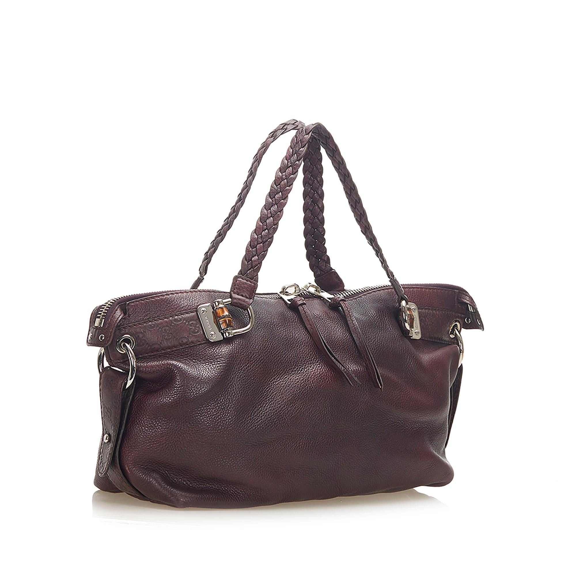 Gucci Bamboo Bar Leather Tote Bag SHG18789