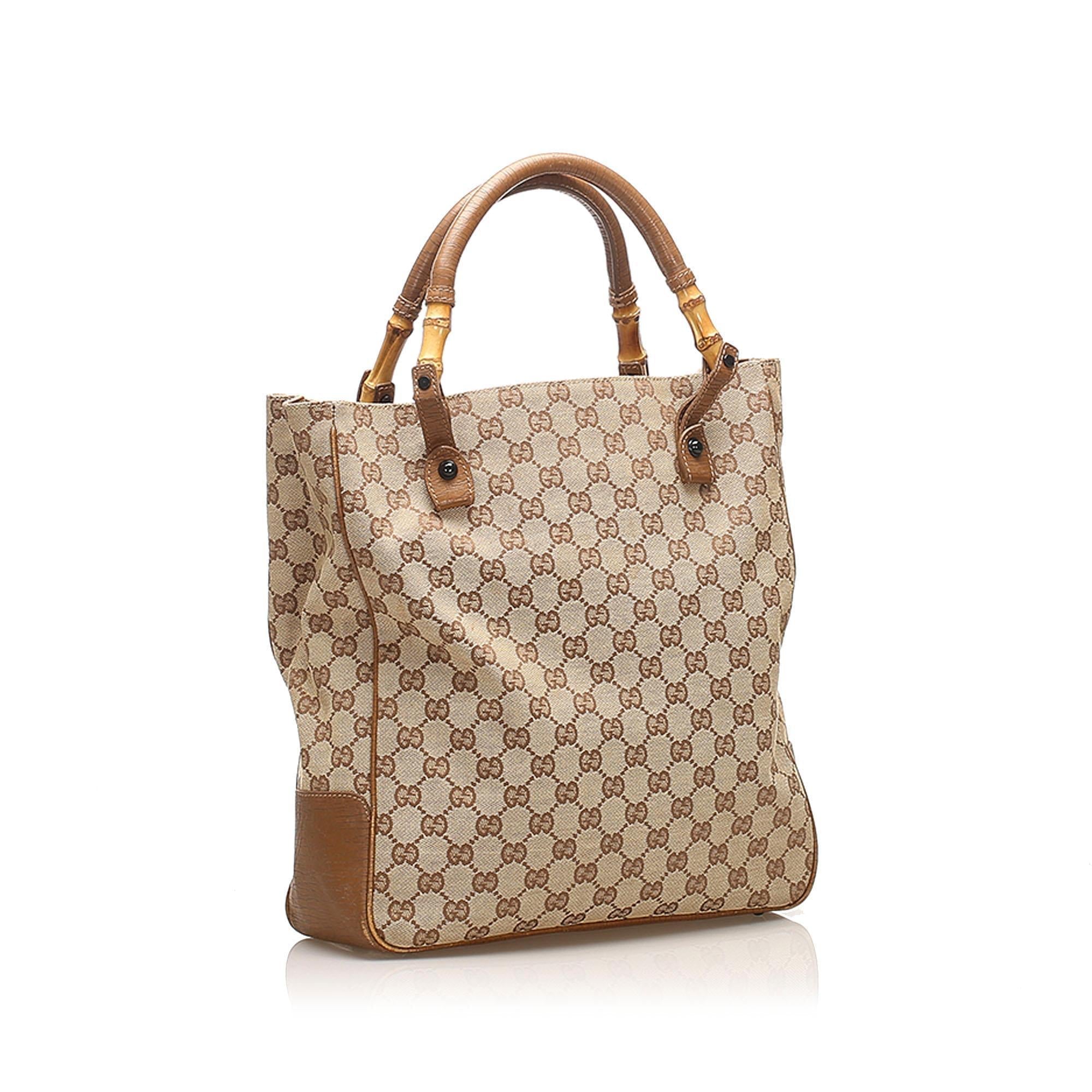 Gucci GG Canvas Bamboo Tote Bag SHG13136