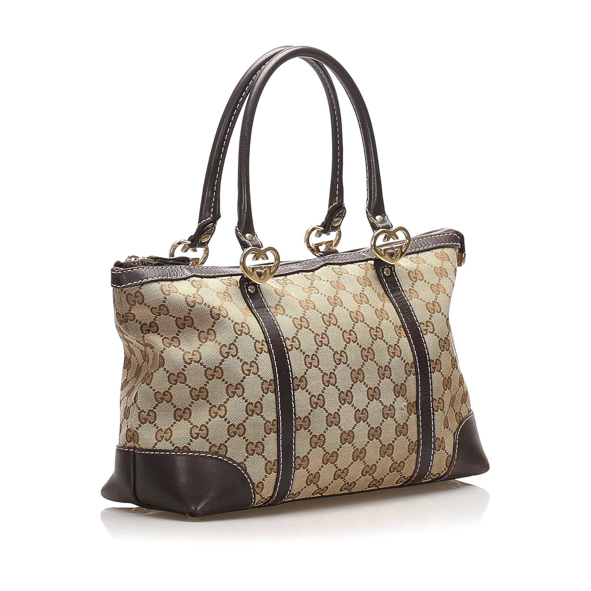 Gucci GG Canvas Heart Bit Tote Bag SHG13909