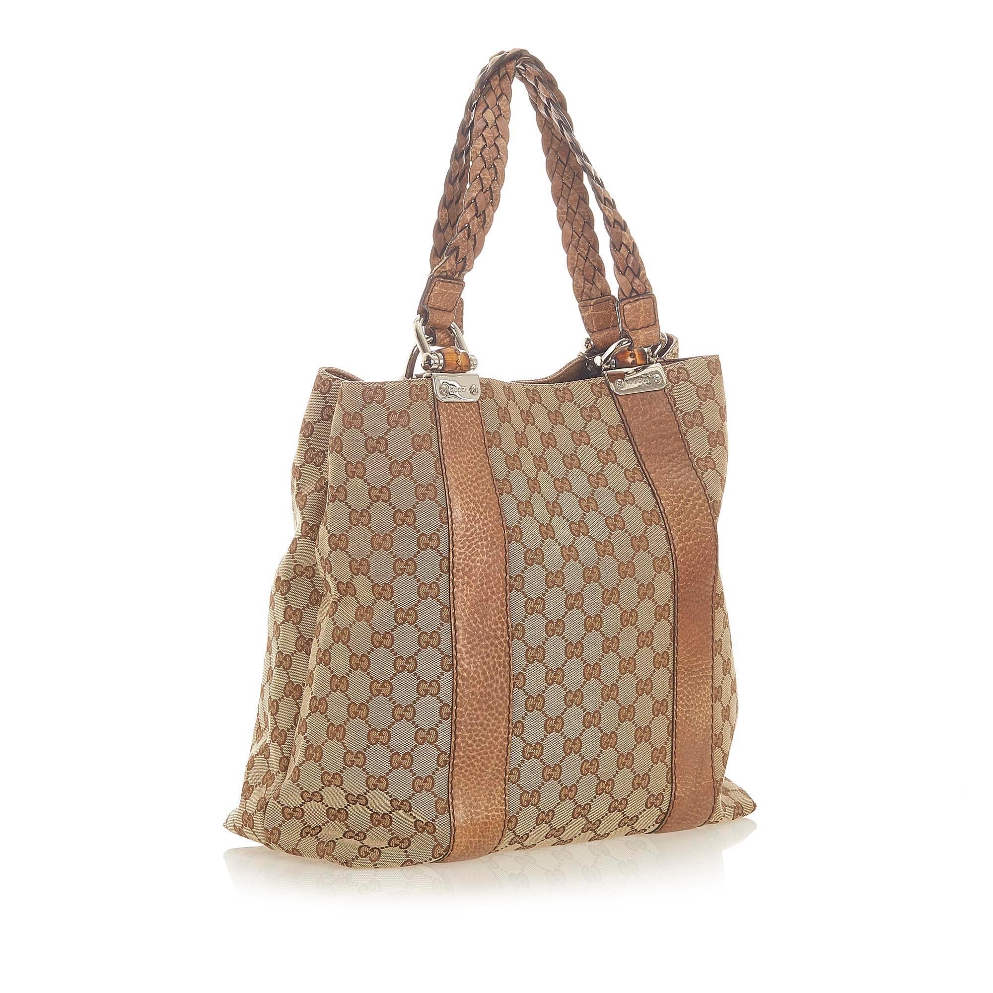 Gucci GG Canvas Bamboo Libeccio Tote Bag SHG19568