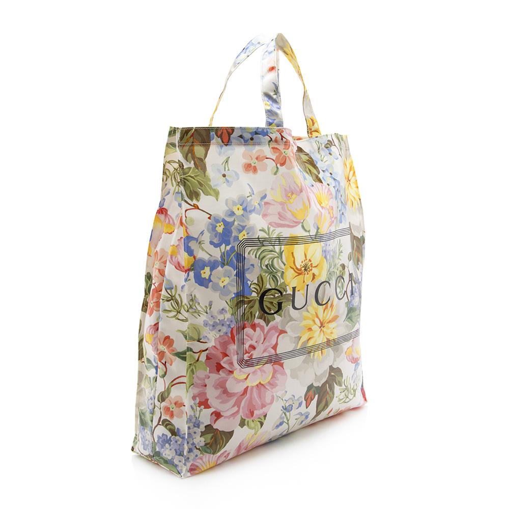 Gucci Coated Canvas Floral Logo Tote SHF13264