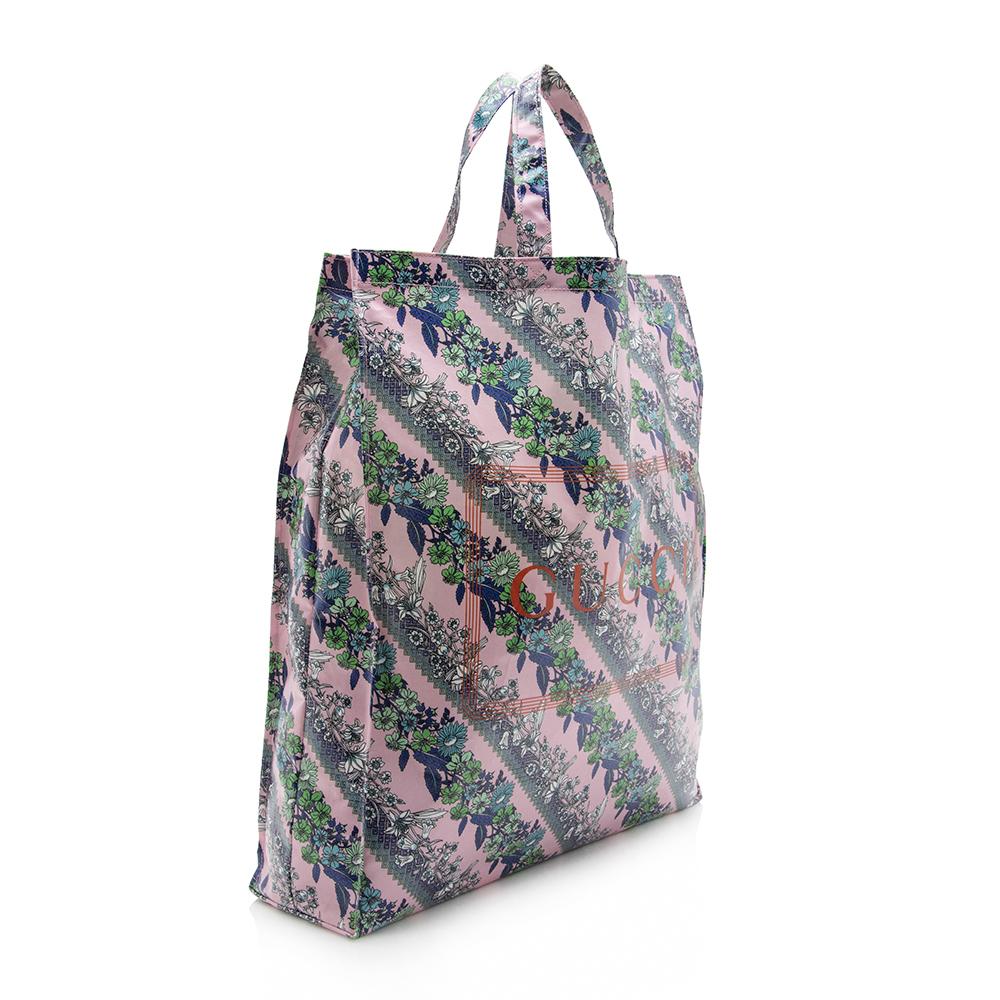 Gucci Coated Canvas Floral Logo Tote SHF13265