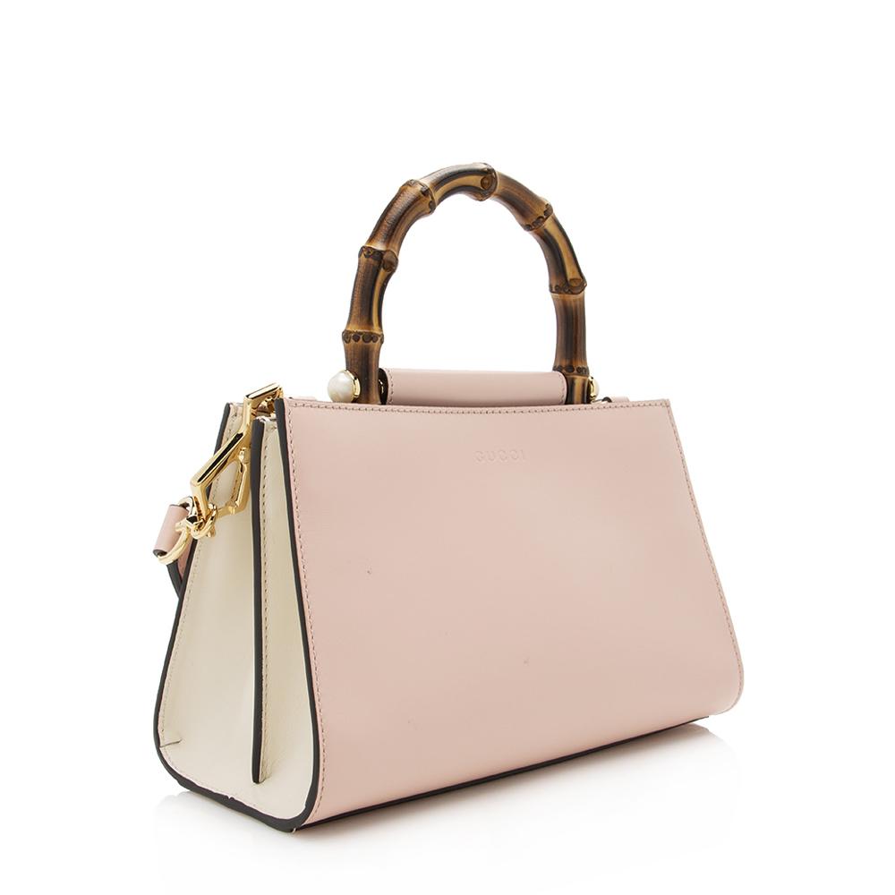 Gucci Leather Bamboo Top Handle Nymphaea Small Tote SHF13353