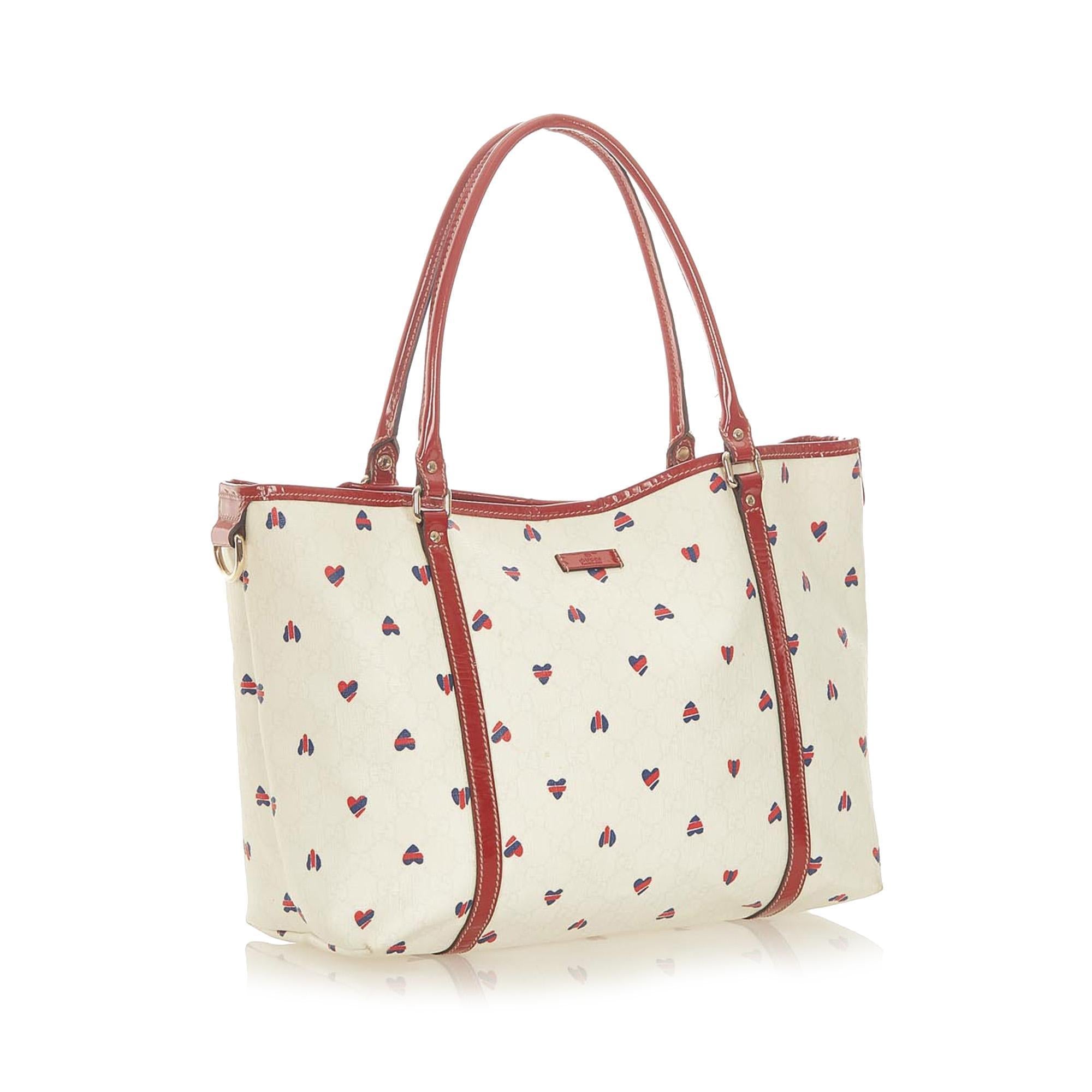 Gucci Heart Print Coated Canvas Joy Tote Bag SHG20371