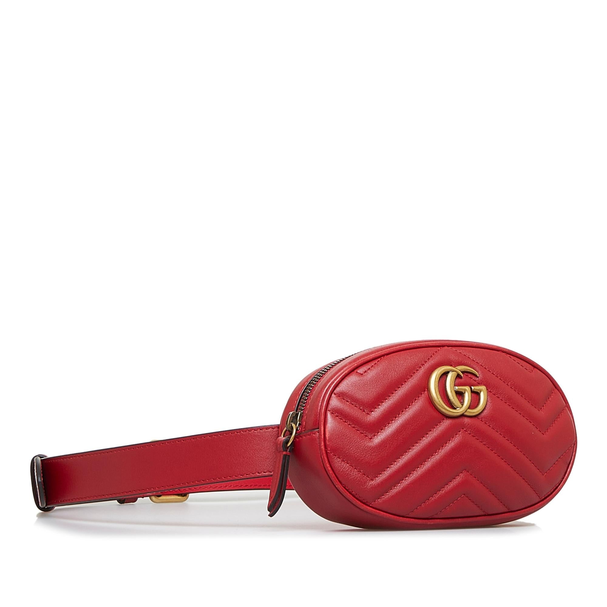 Gucci GG Marmont Matelasse Belt Bag SHGrueAua Women redTopHandle Bags
