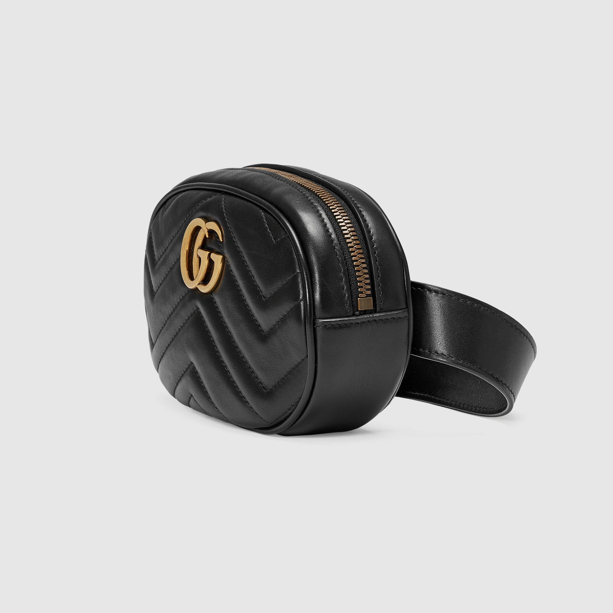 Gucci GG Marmont Matelass Leather Belt Bag Black