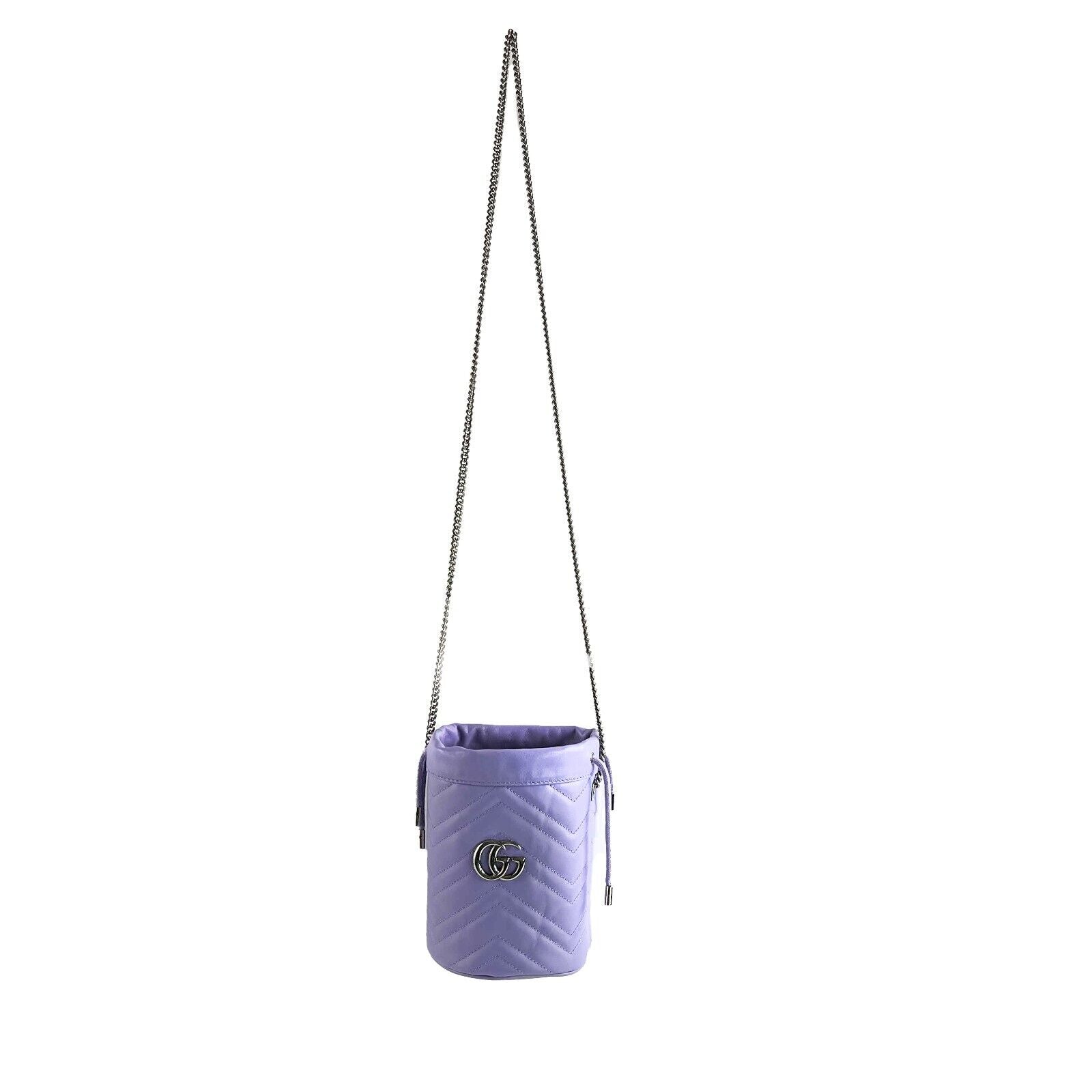GUCCI GG Marmont Bucket Crossbody Bag Matelasse Mini Purple Women TopHandle Bags