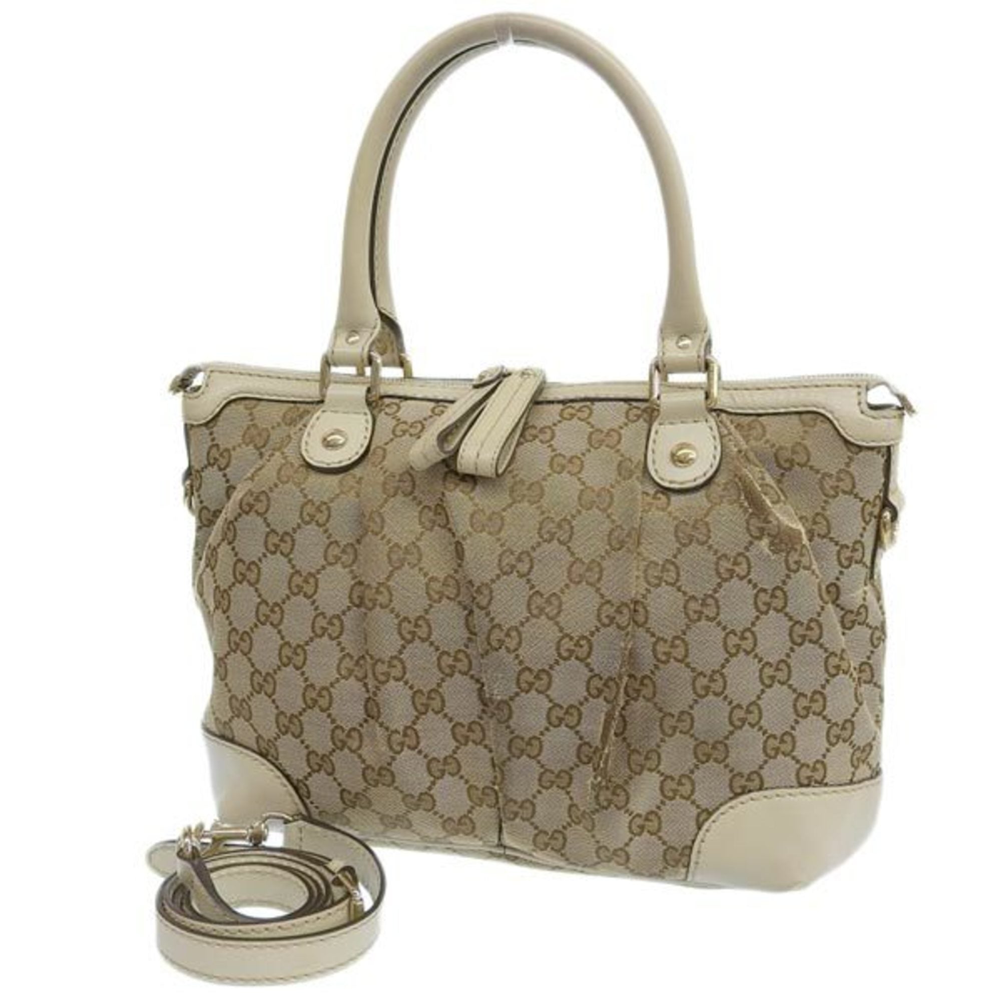 GUCCI GG Canvas Sookie 2WAY Handbag 247902 BeigeIvory Women's