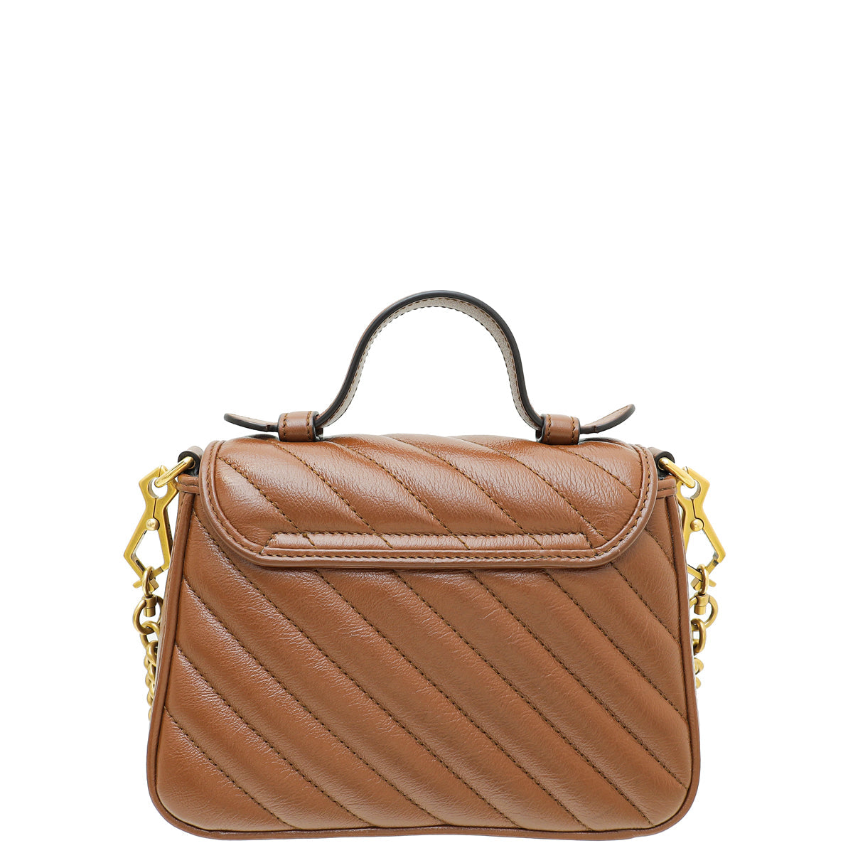 Gucci Brown Matelasse Diagonal GG Marmont Mini Top Handle Bag Women TopHandle Bags