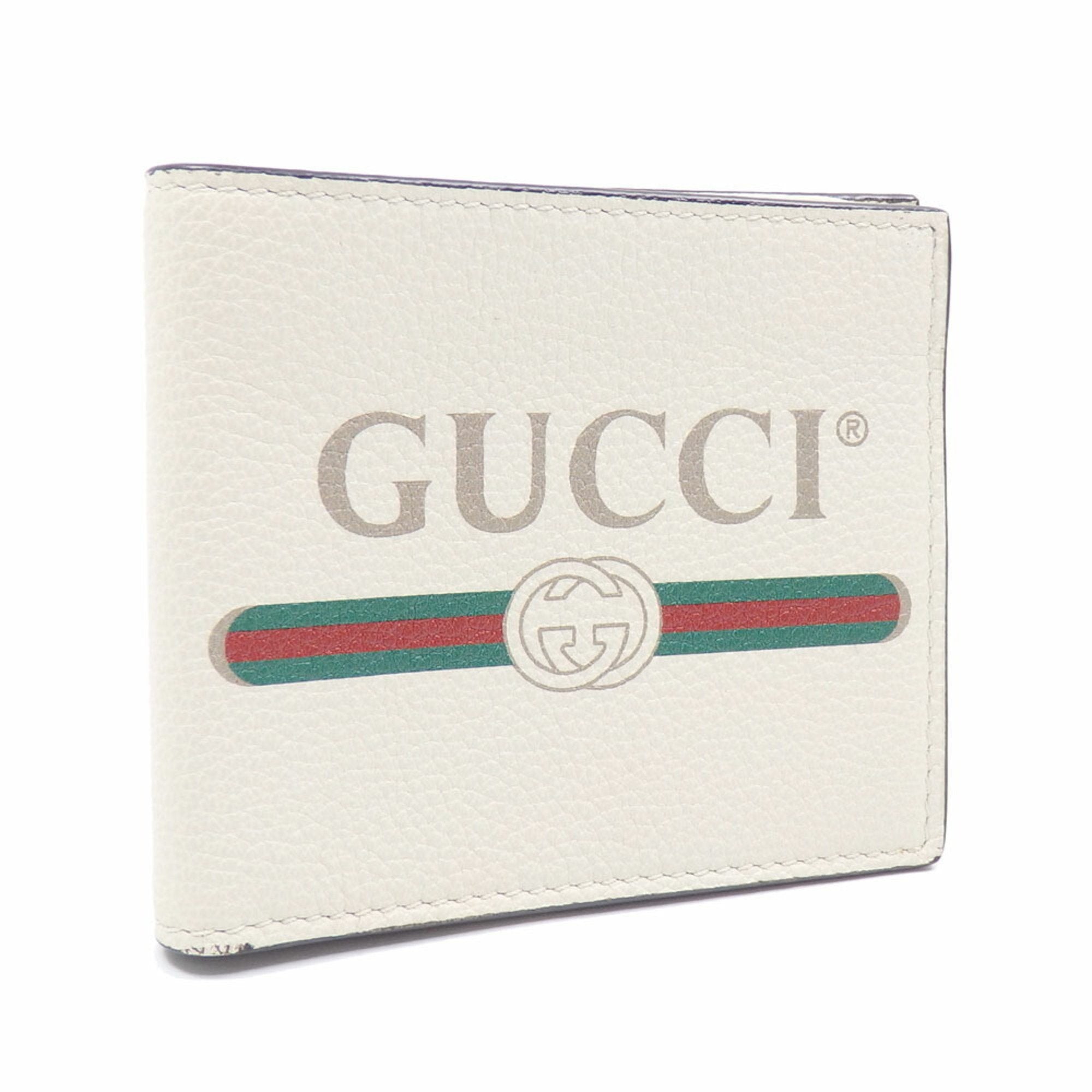 Gucci bifold wallet men's offwhite white leather 496309
